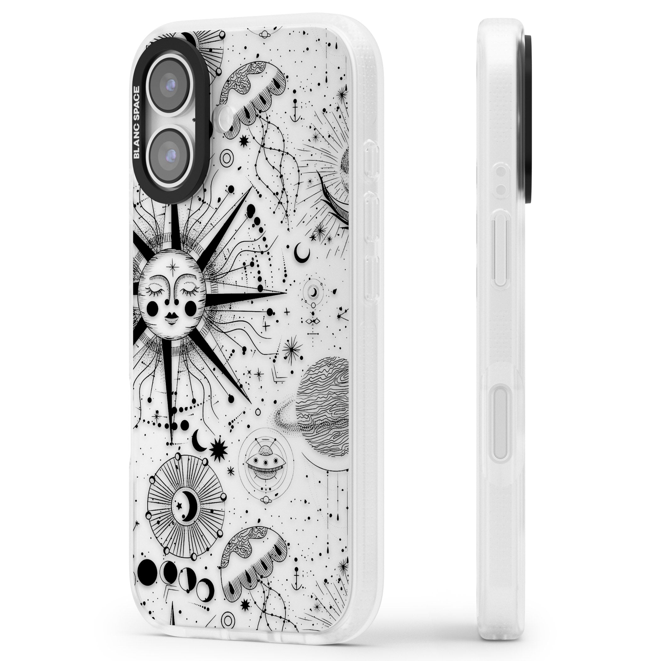 Cosmic Sun Zodiac iPhone 17 Impact Air Clear Phone Case Side Profile