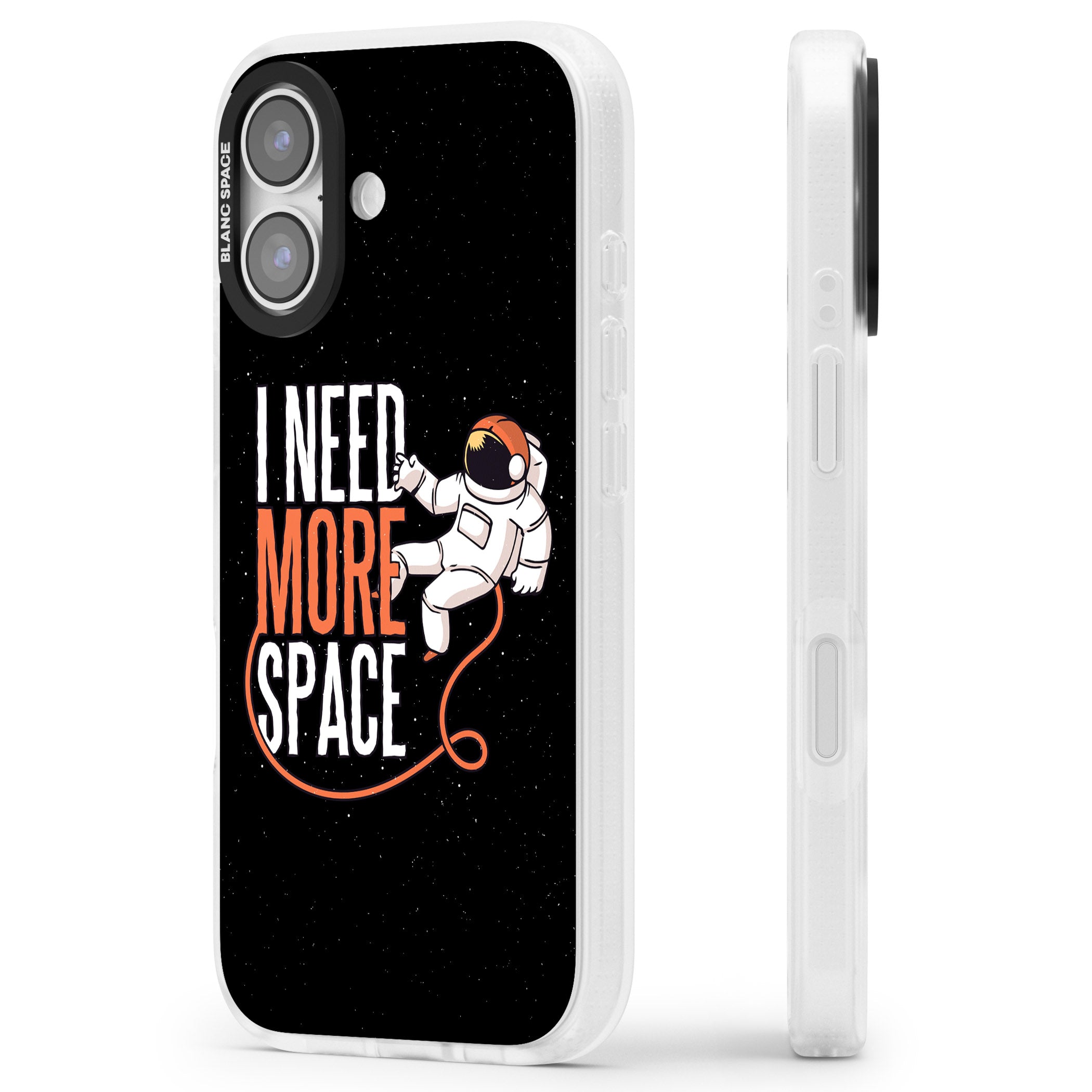 I Need More Space iPhone 17 Impact Air Clear Phone Case Side Profile