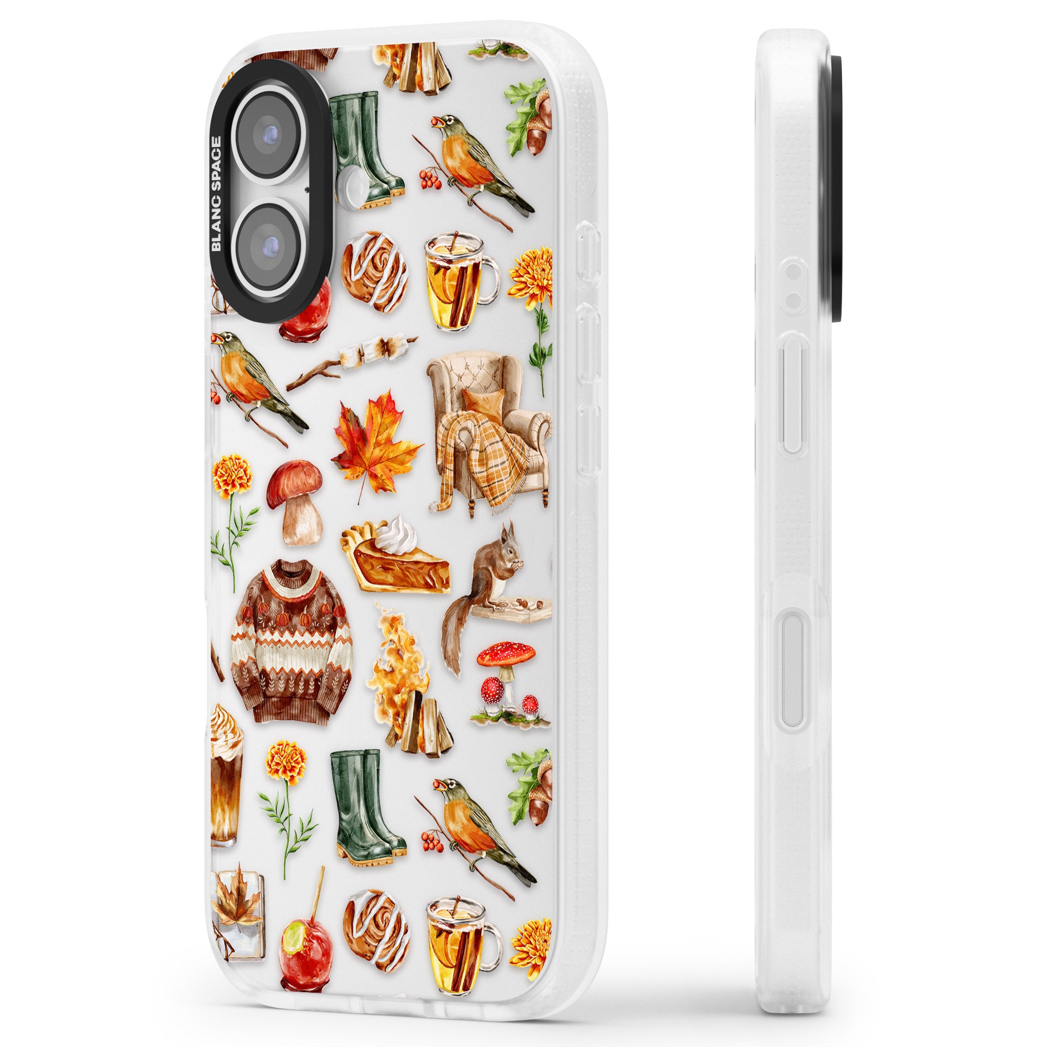 Cozy Autumn Aesthetic iPhone 17 Impact Air Clear Phone Case Side Profile