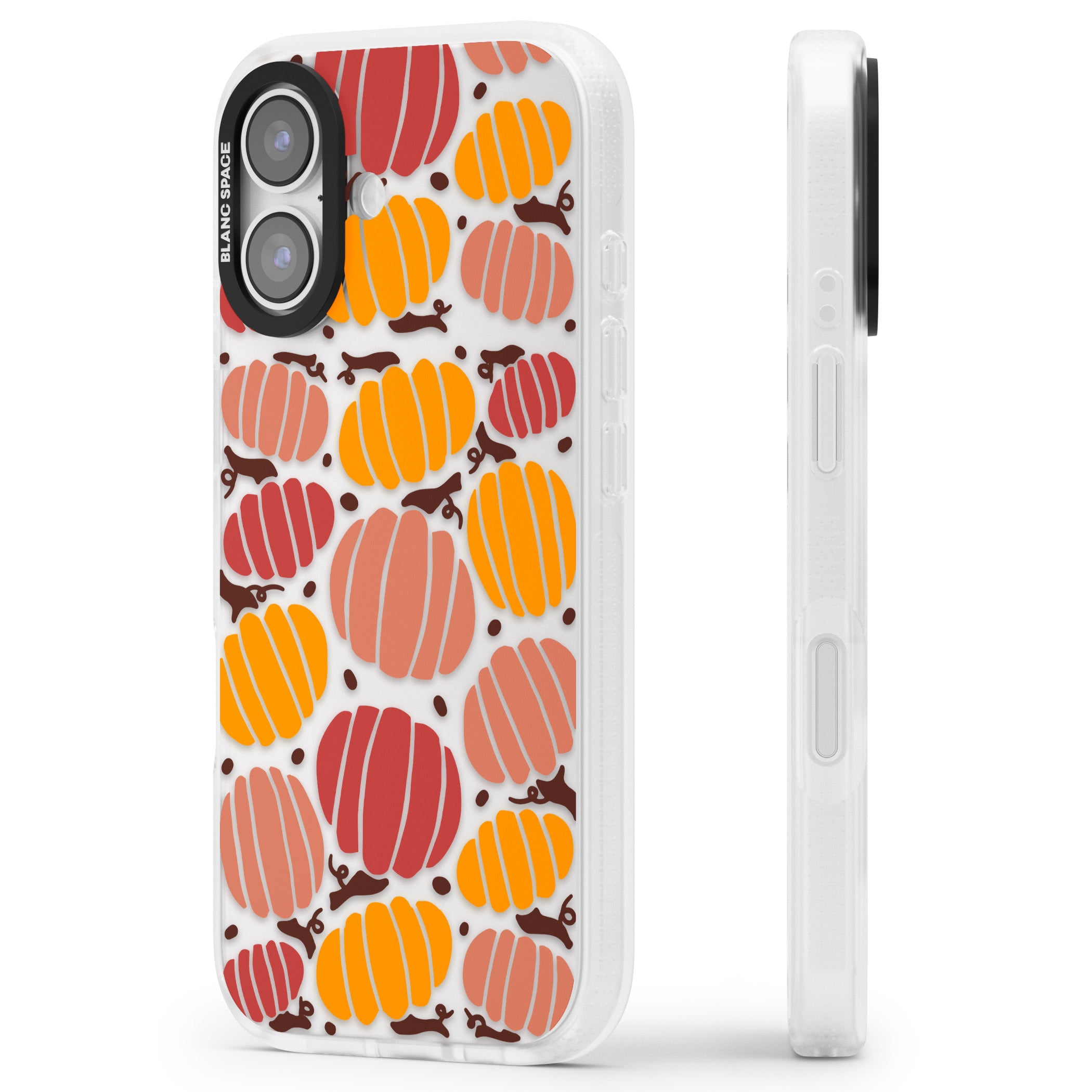Autumn Pumpkin Patch iPhone 17 Impact Air Clear Phone Case Side Profile
