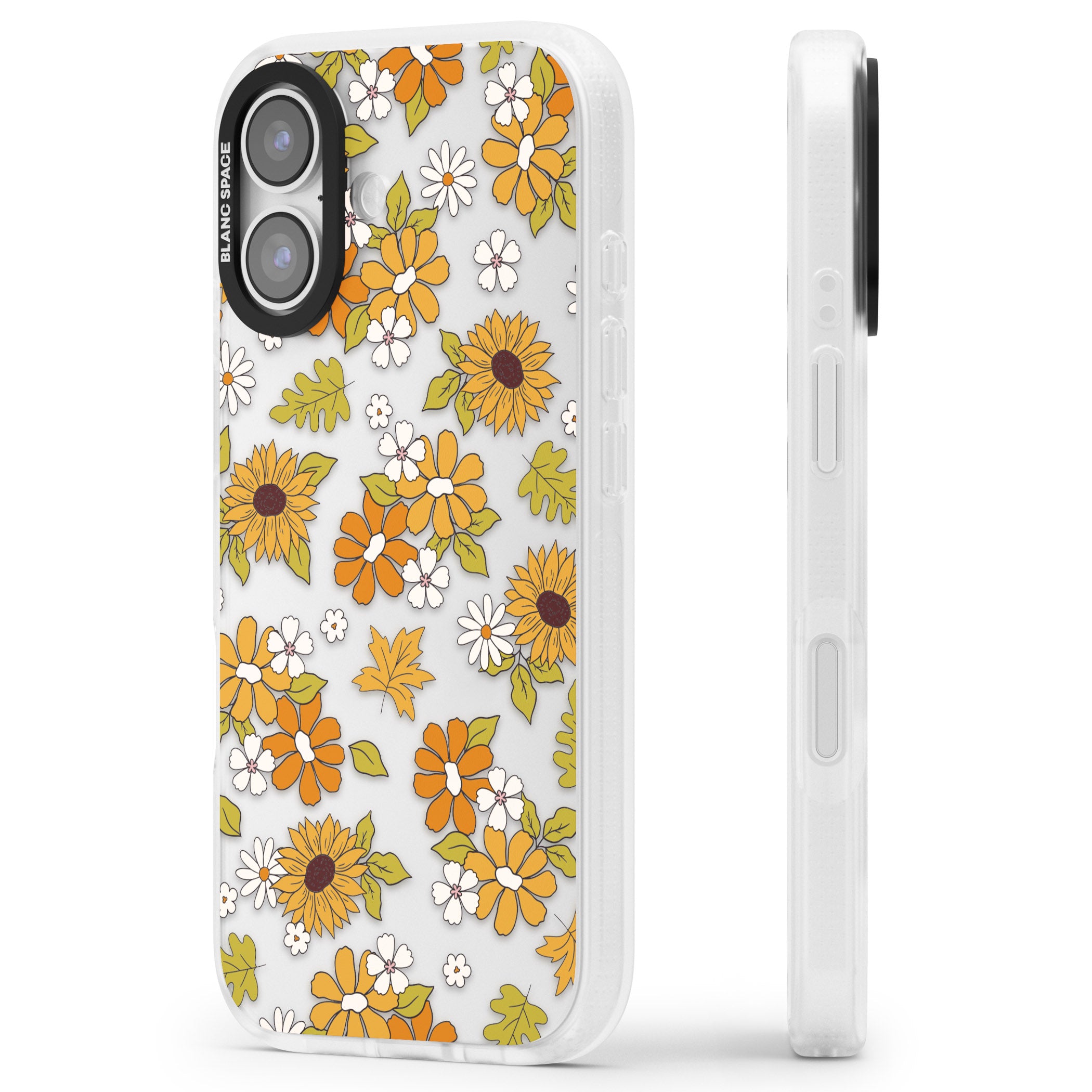 Boho Sunflowers iPhone 17 Impact Air Clear Phone Case Side Profile