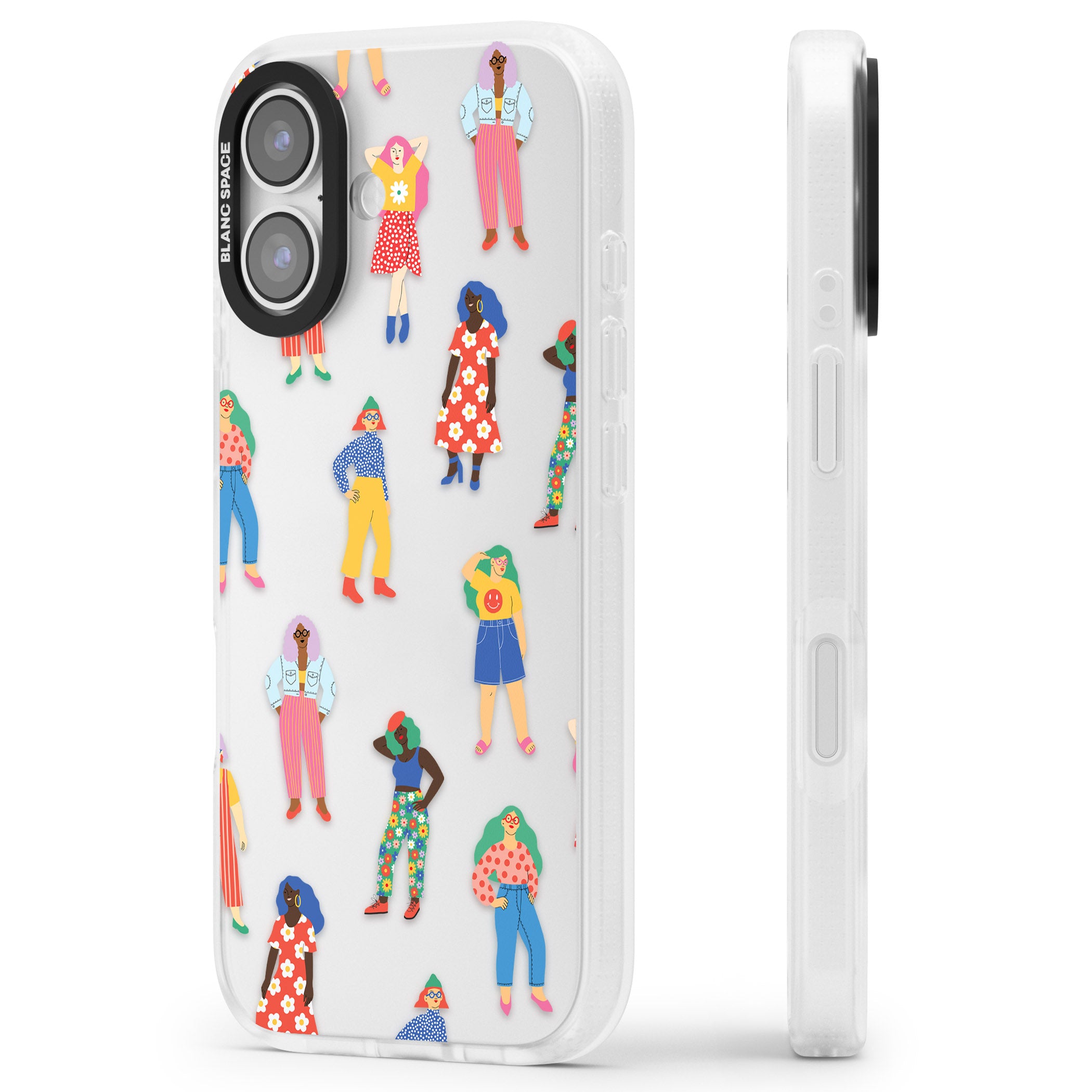 Girls Pattern iPhone 17 Impact Air Clear Phone Case Side Profile