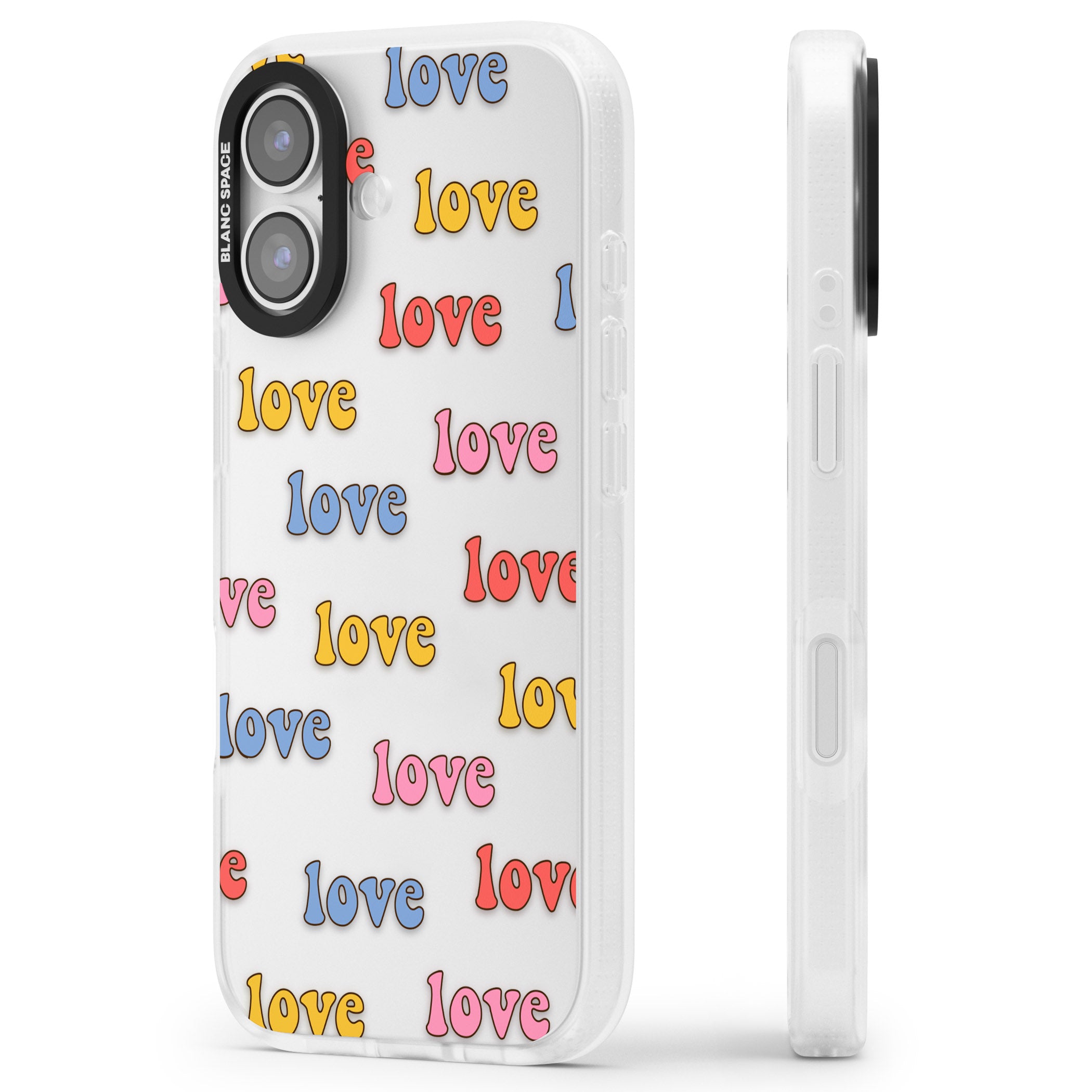 Love Pattern iPhone 17 Impact Air Clear Phone Case Side Profile
