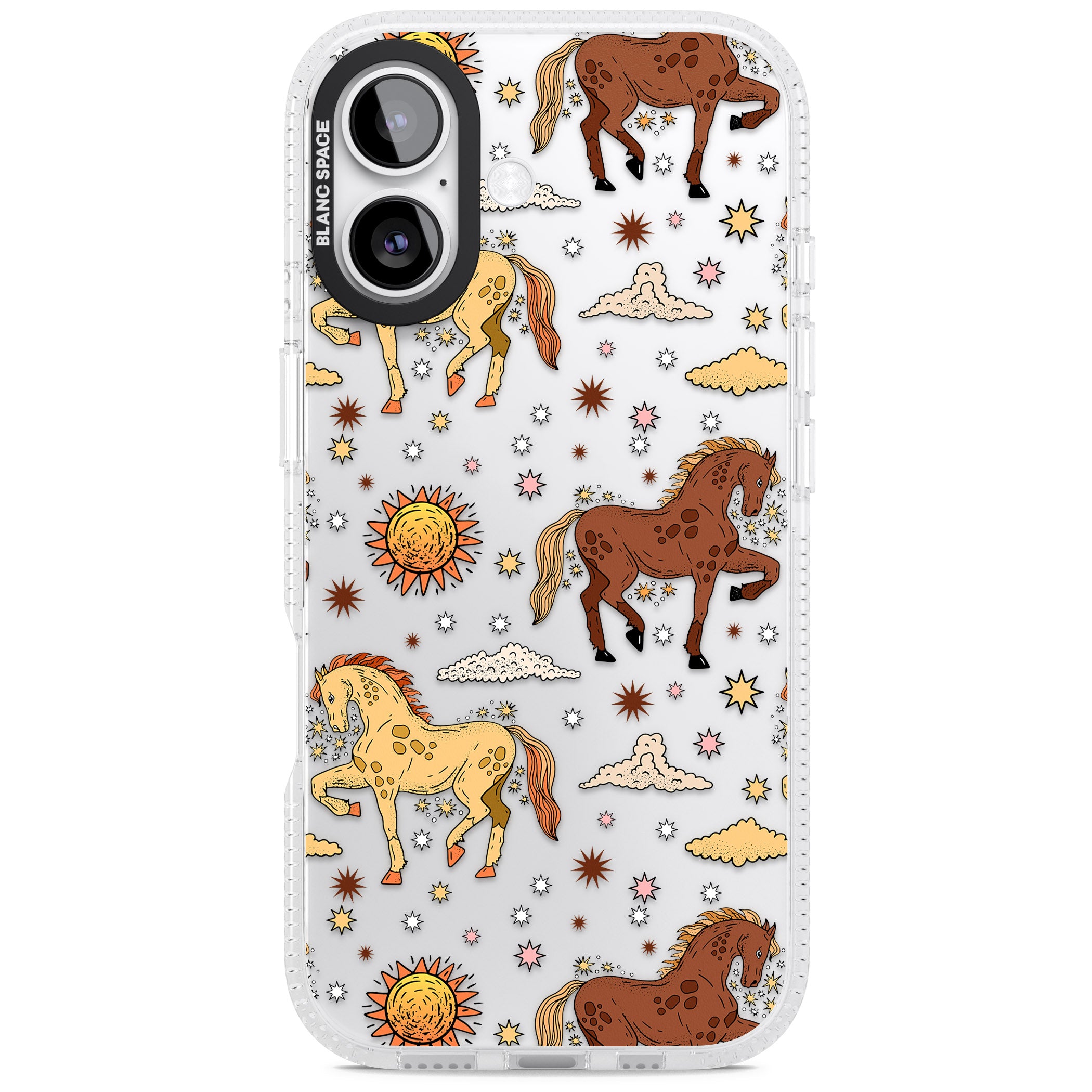 Boho Celestial Wild Horses iPhone 17 Impact Air Clear Phone Case