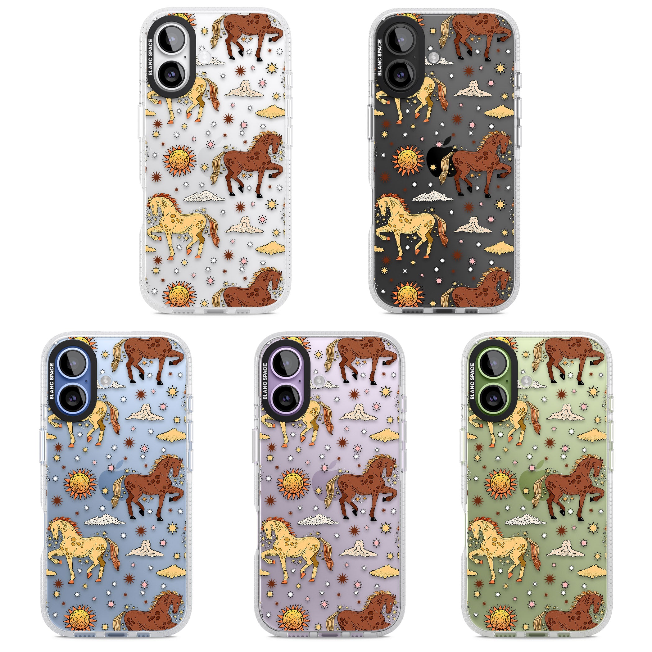 Boho Celestial Wild Horses iPhone 17 Impact Air Clear Phone Case APT Impact Protection