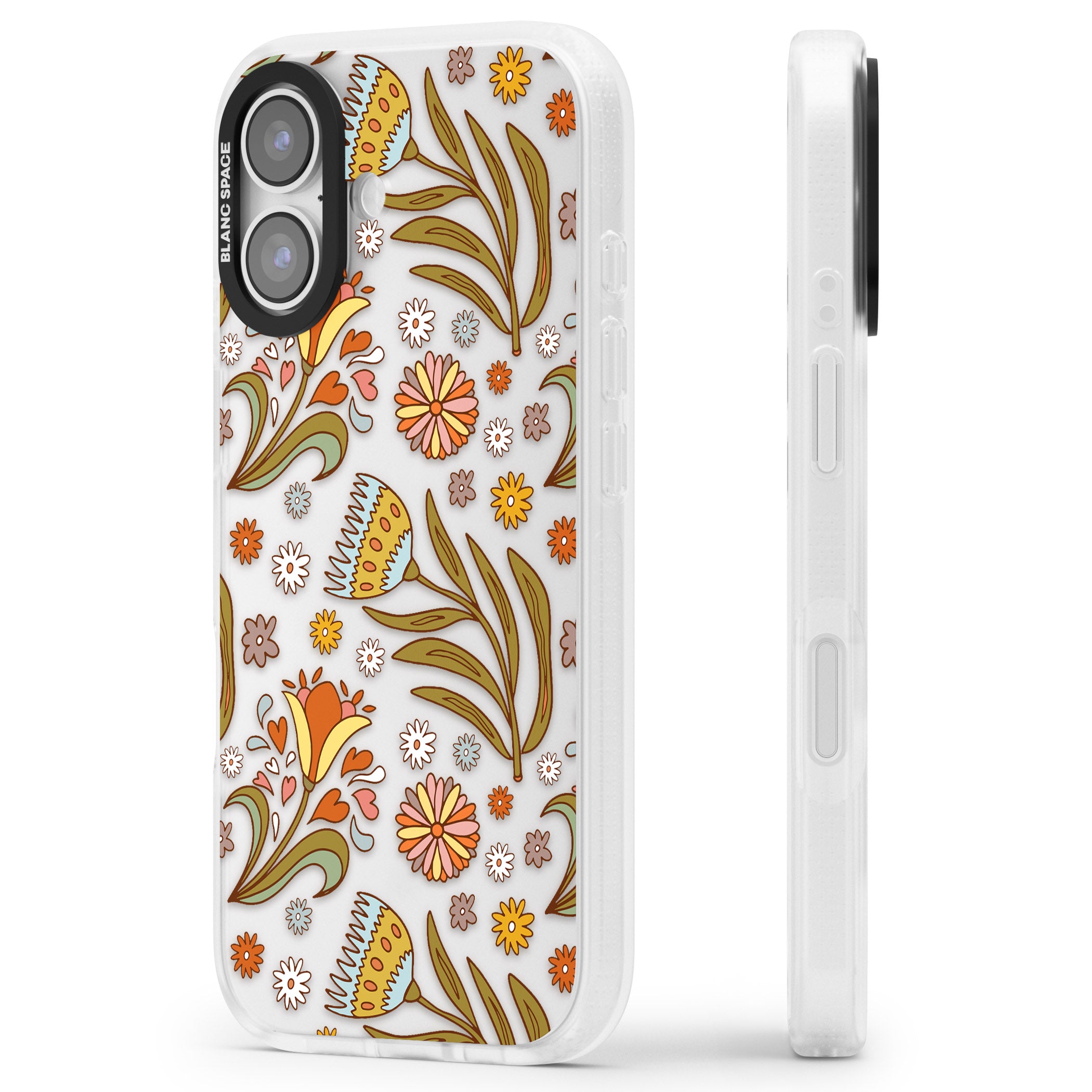 Boho Celestial Wildflower iPhone 17 Impact Air Clear Phone Case Side Profile