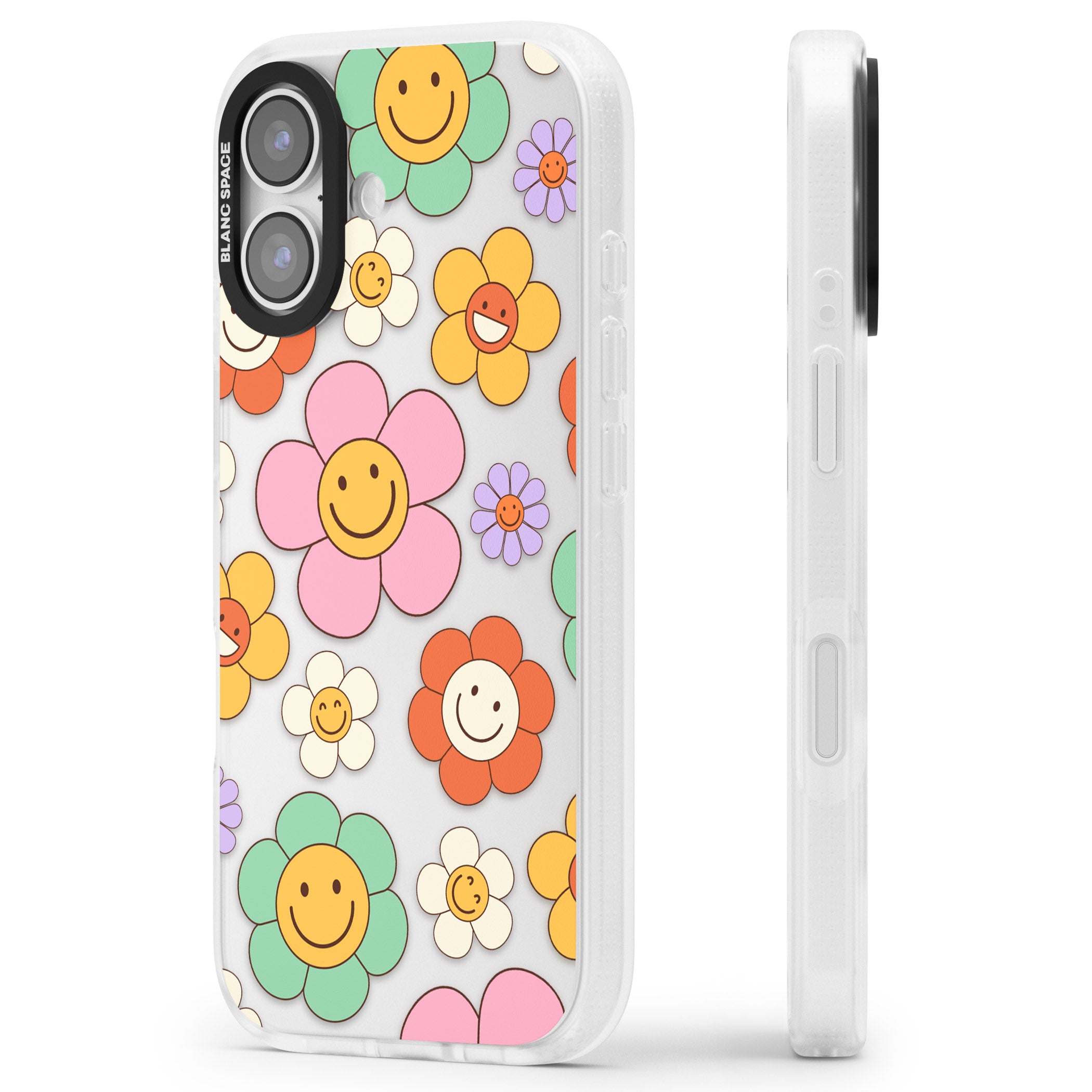 Happy Blossoms iPhone 17 Impact Air Clear Phone Case Side Profile