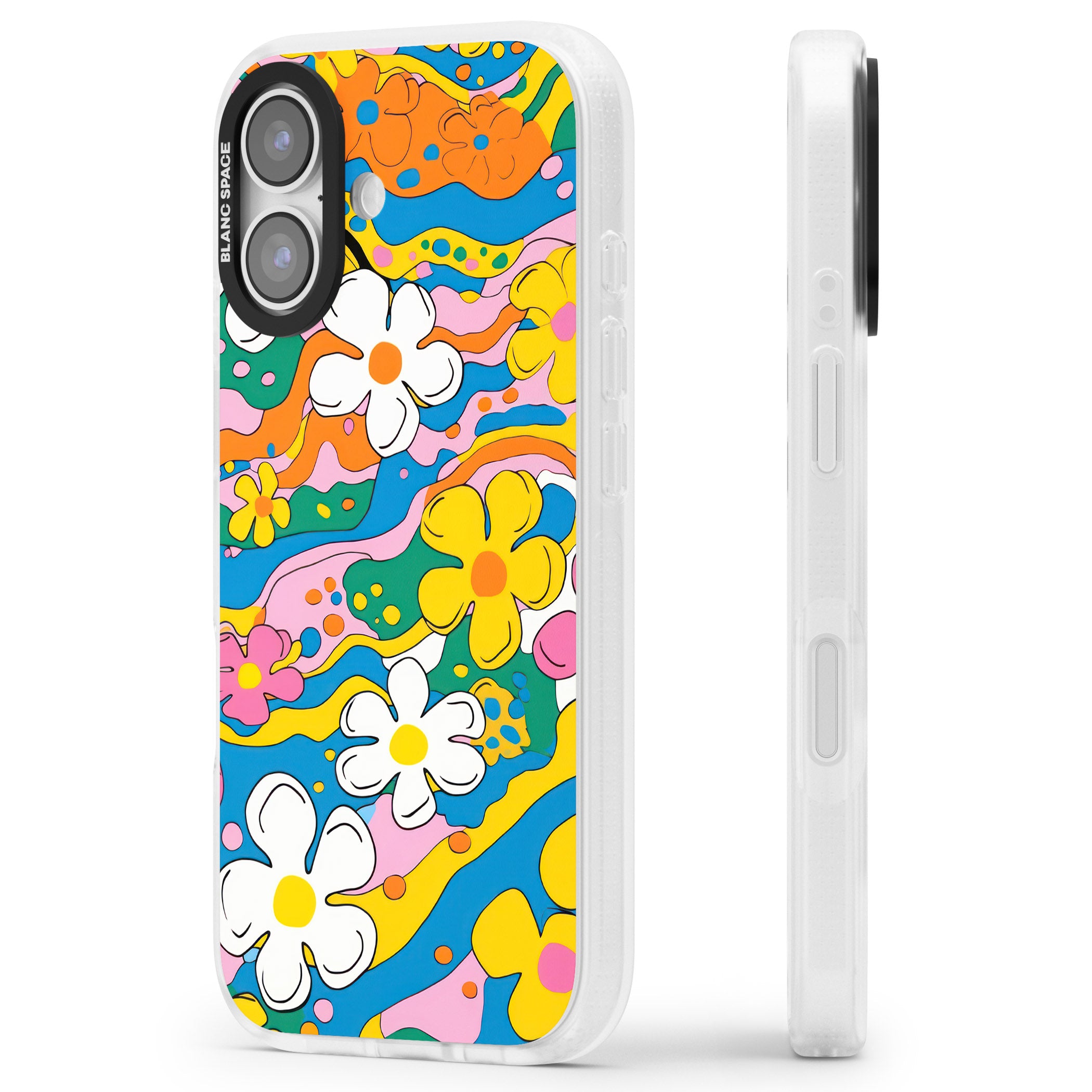 Vibrant Bloom iPhone 17 Impact Air Clear Phone Case Side Profile