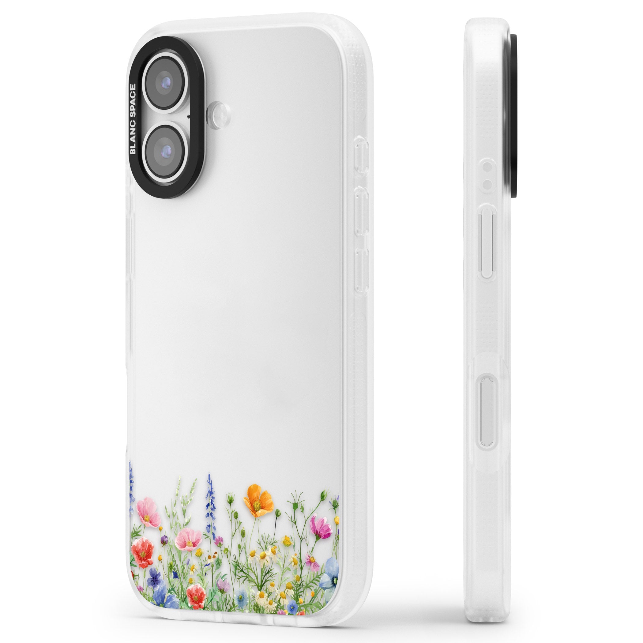 Minimal Wildflowers iPhone 17 Impact Air Clear Phone Case Side Profile