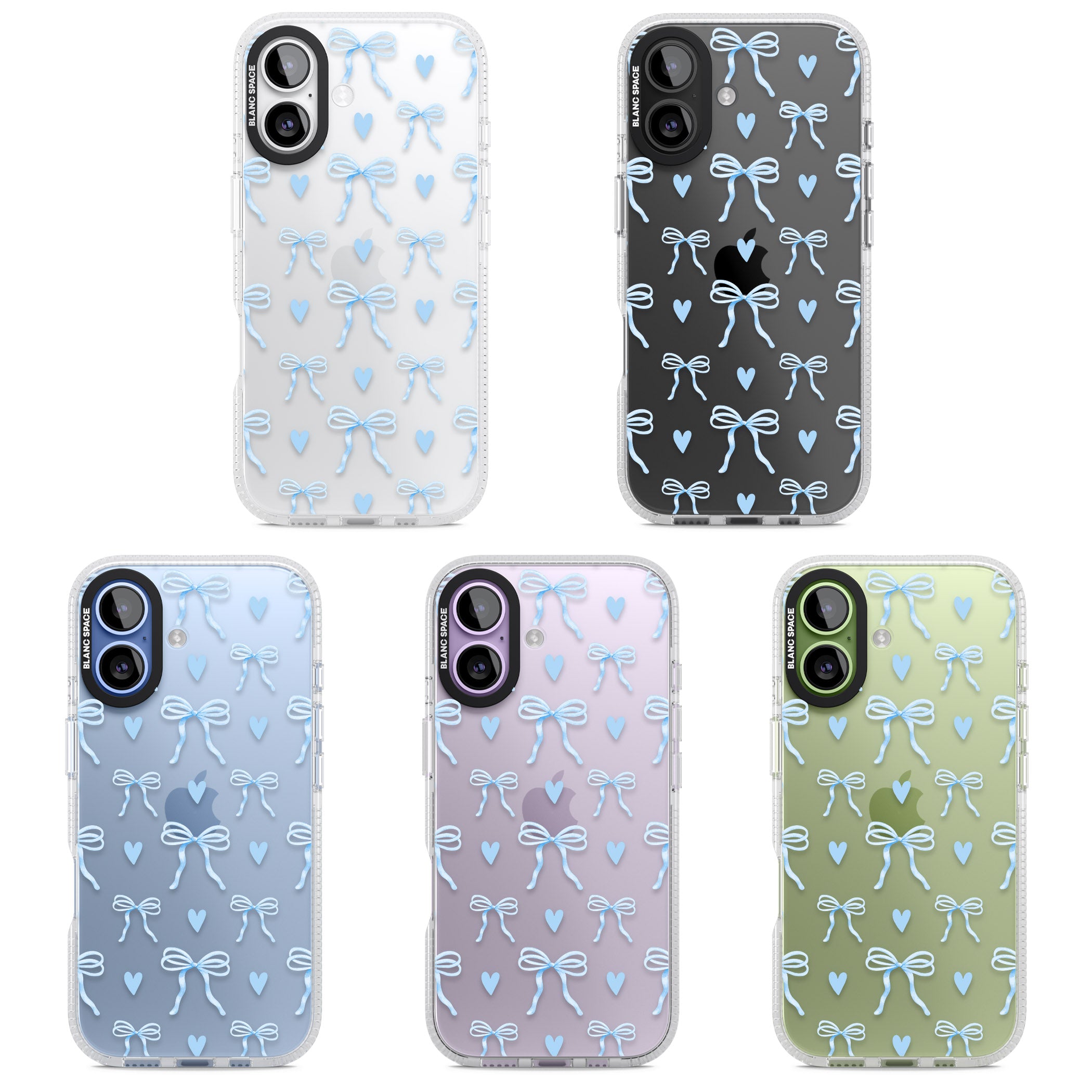 Blue Bows & Hearts iPhone 17 Impact Air Clear Phone Case APT Impact Protection