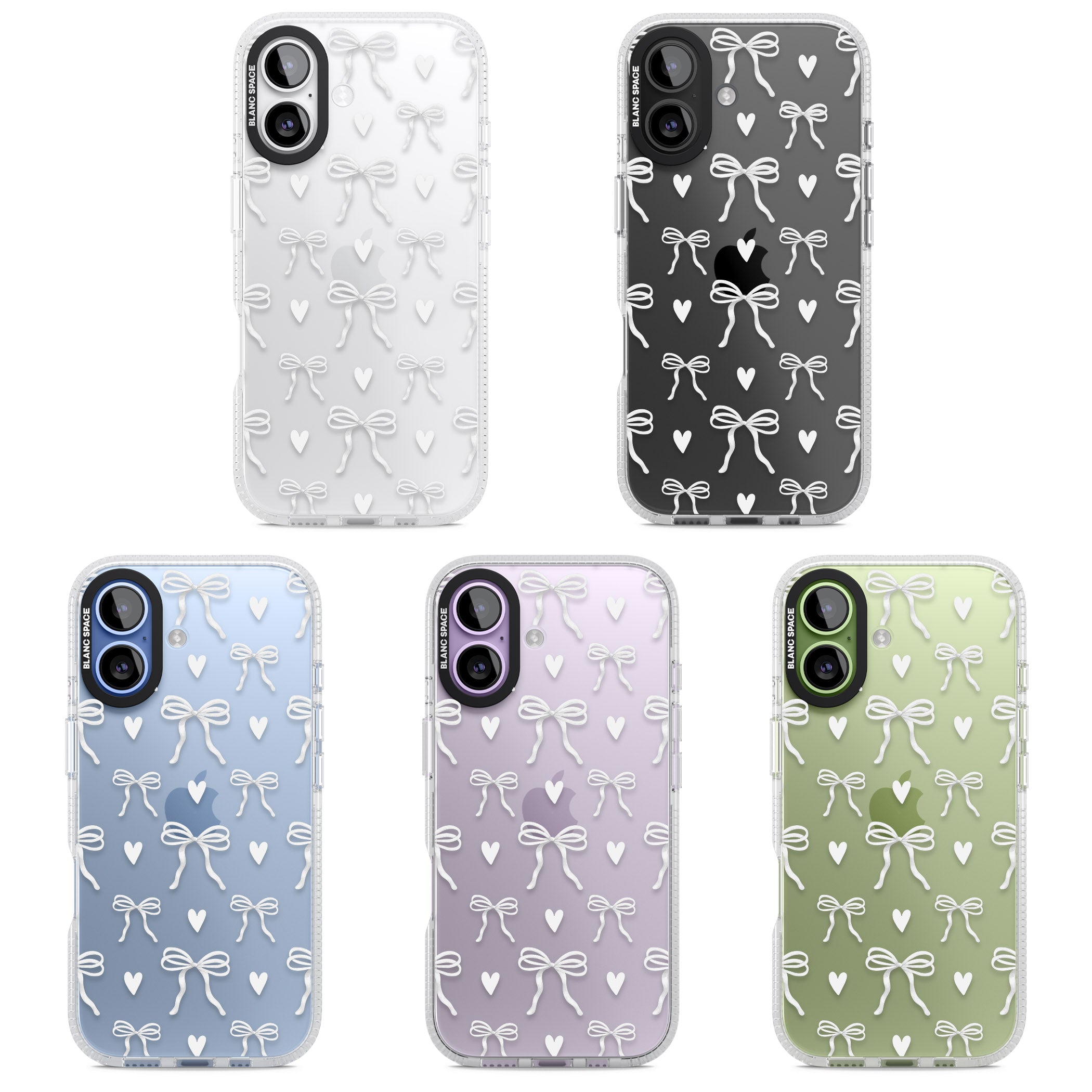White Bows & Hearts iPhone 17 Impact Air Clear Phone Case APT Impact Protection
