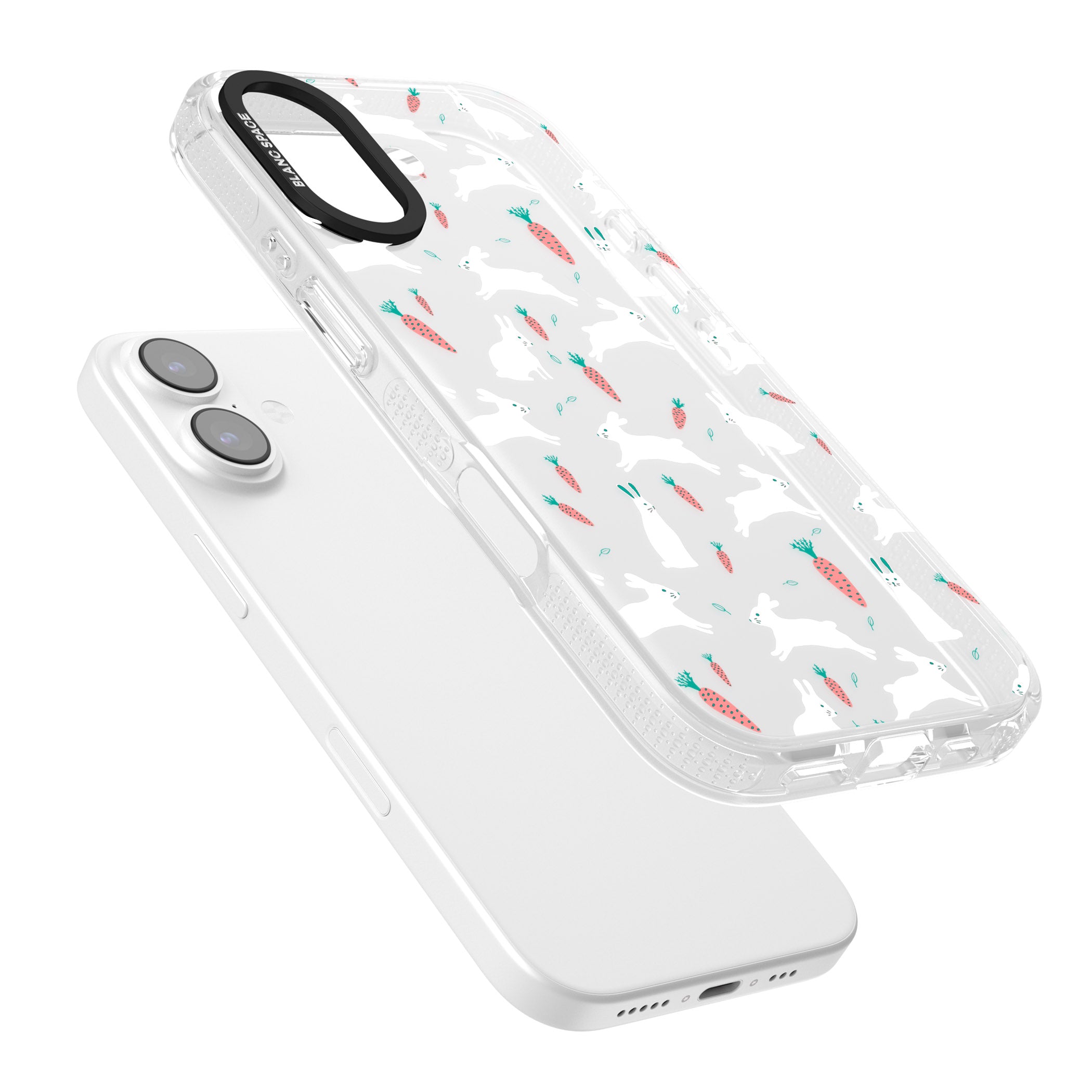 White Bunnies And Carrots iPhone 17 Impact Air Clear Phone Case Colours