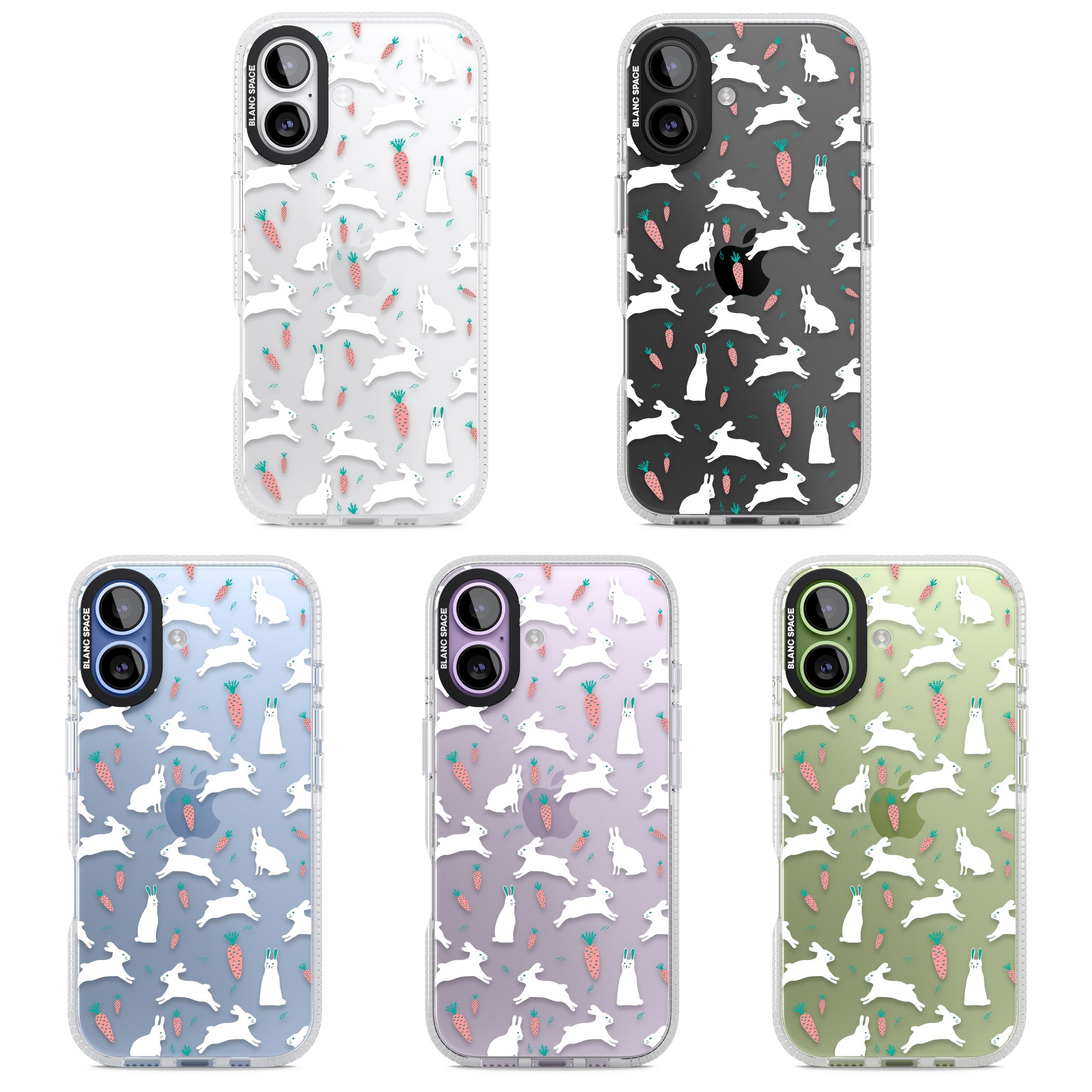 White Bunnies And Carrots iPhone 17 Impact Air Clear Phone Case APT Impact Protection
