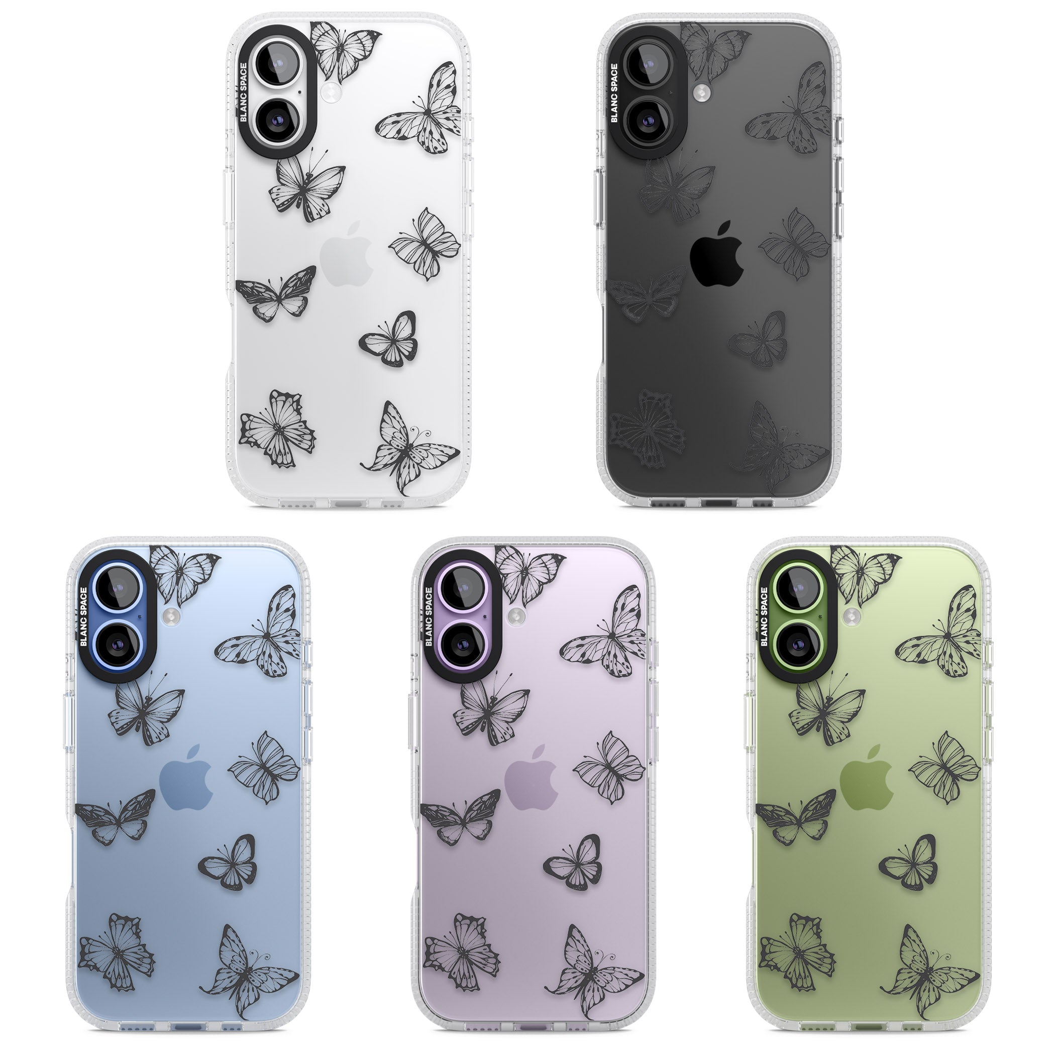 Grey Butterfly Line Pattern iPhone 17 Impact Air Clear Phone Case APT Impact Protection