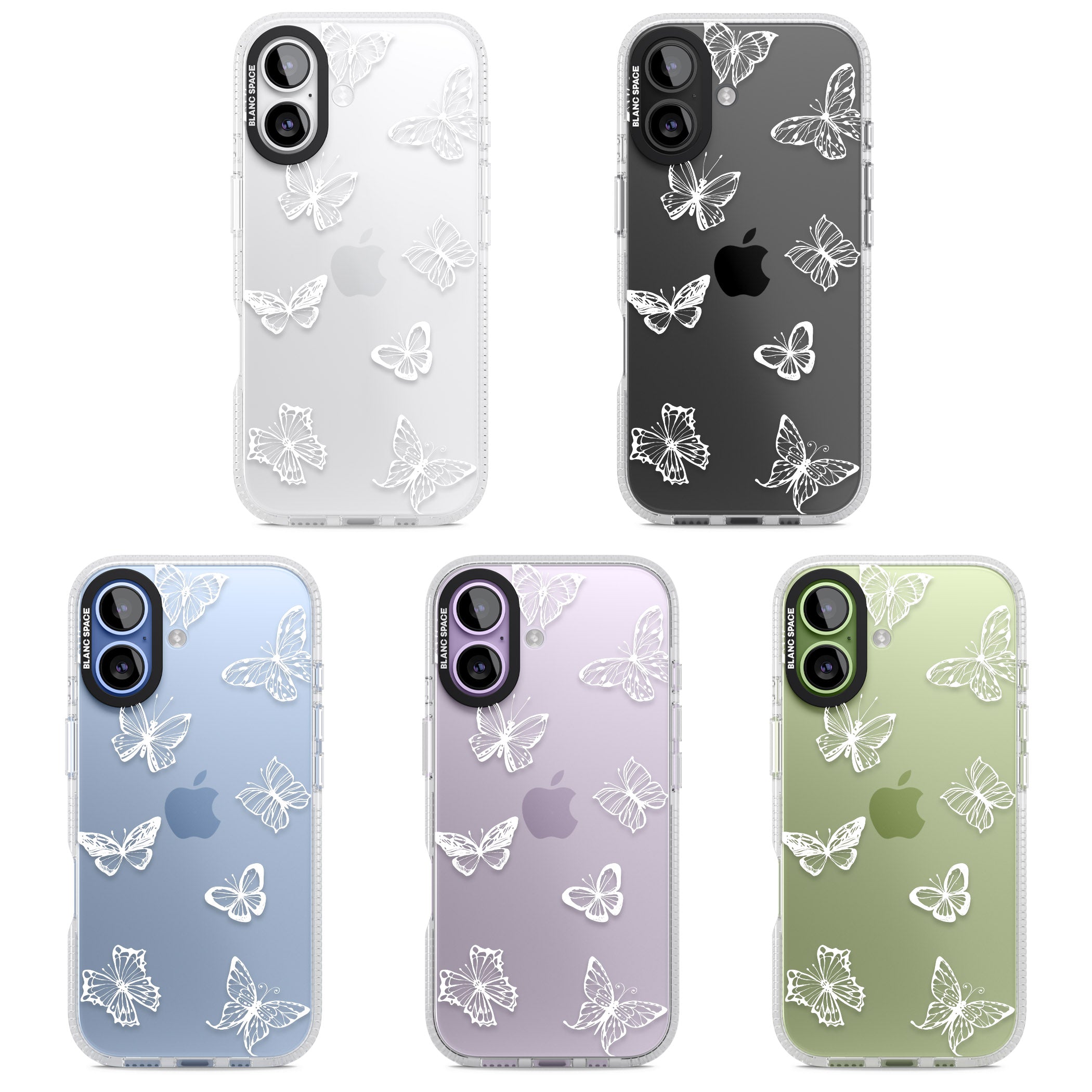 White Butterfly Line Pattern iPhone 17 Impact Air Clear Phone Case APT Impact Protection