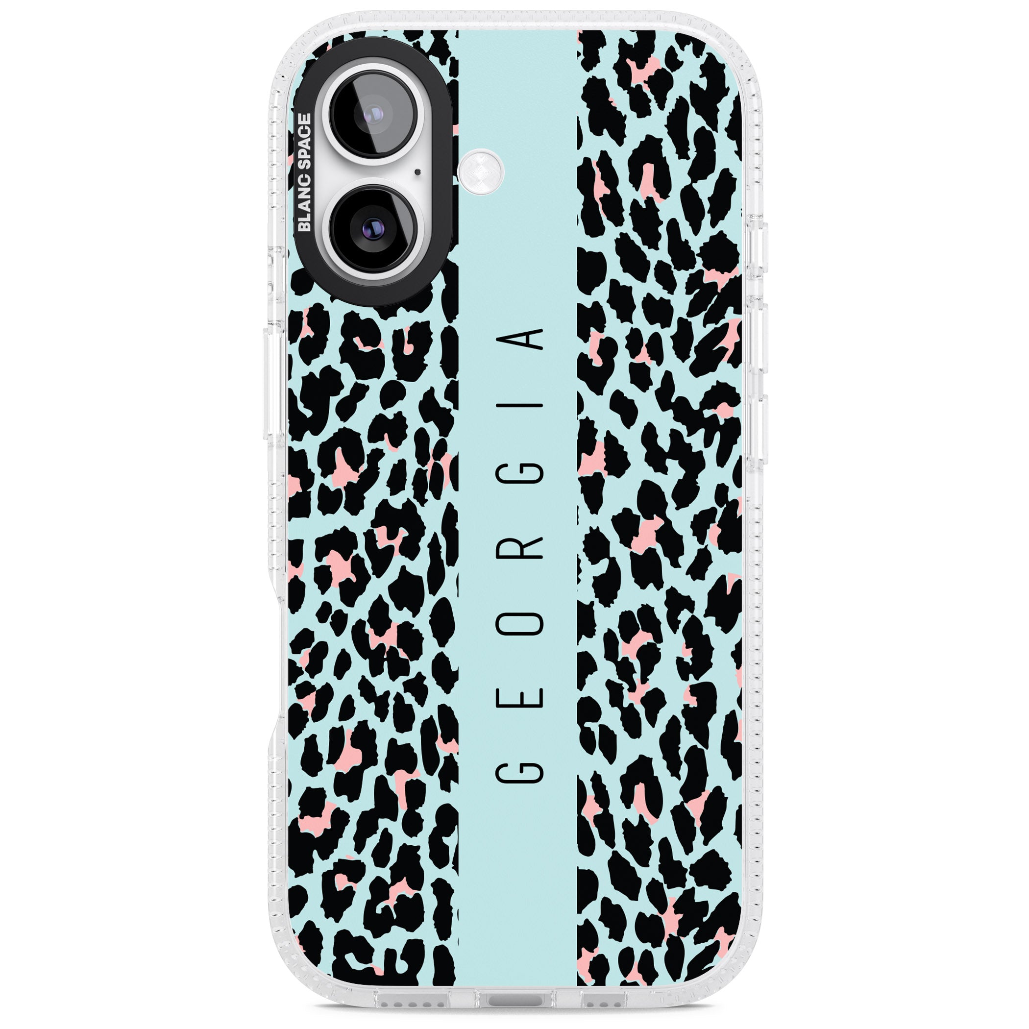 Personalised Blue Leopard iPhone 17 Impact Air Clear Phone Case