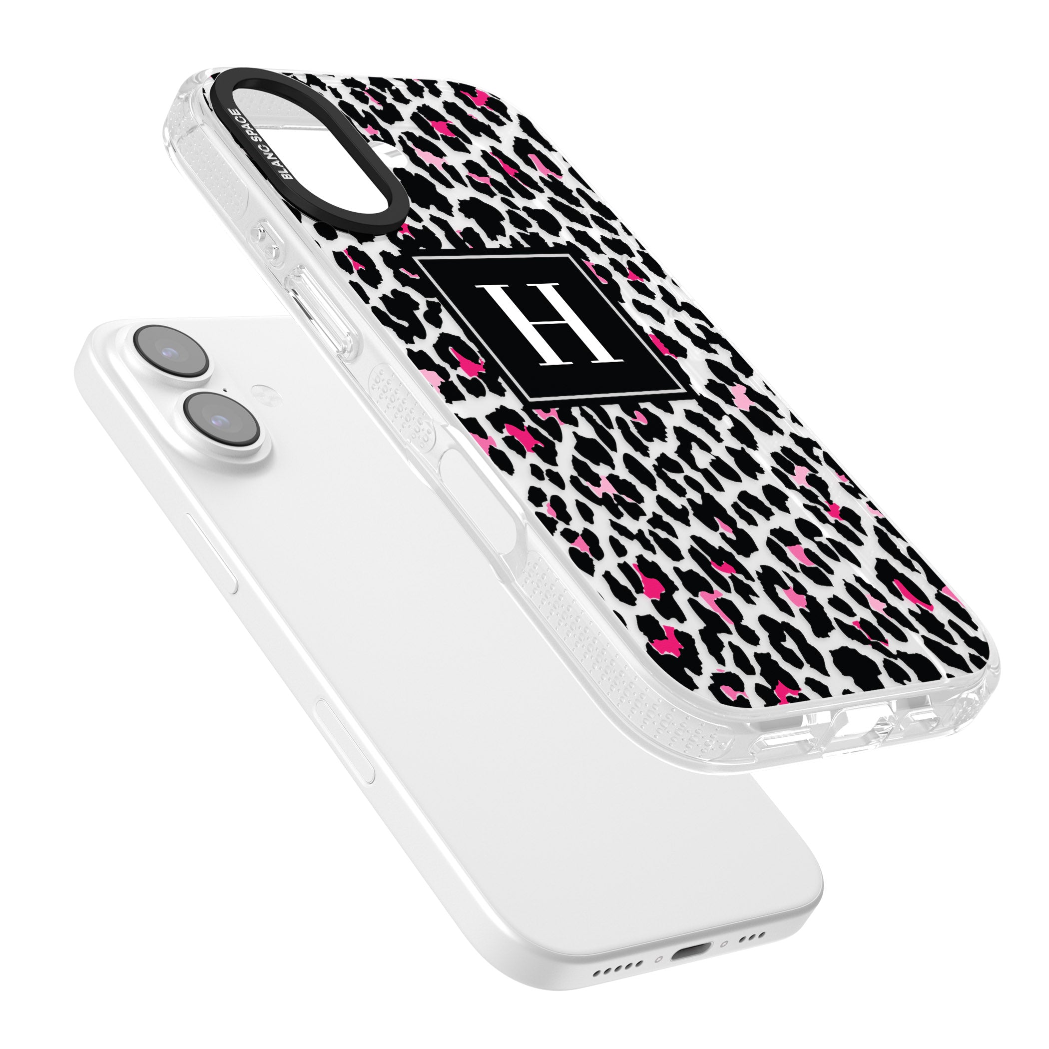 Personalised Clear Pink Leopard Monogram iPhone 17 Impact Air Clear Phone Case Colours