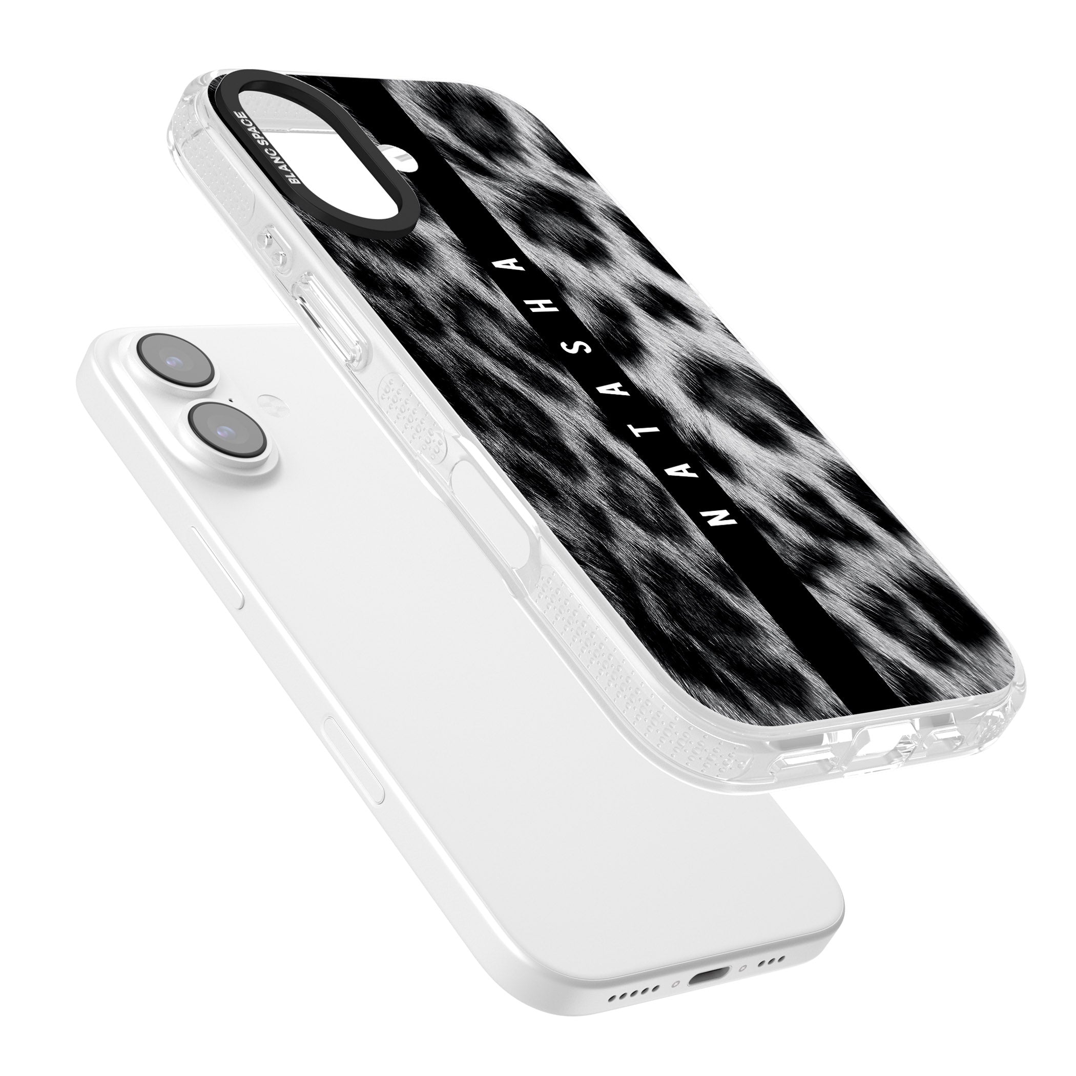 Personalised Snow Leopard Print iPhone 17 Impact Air Clear Phone Case Colours