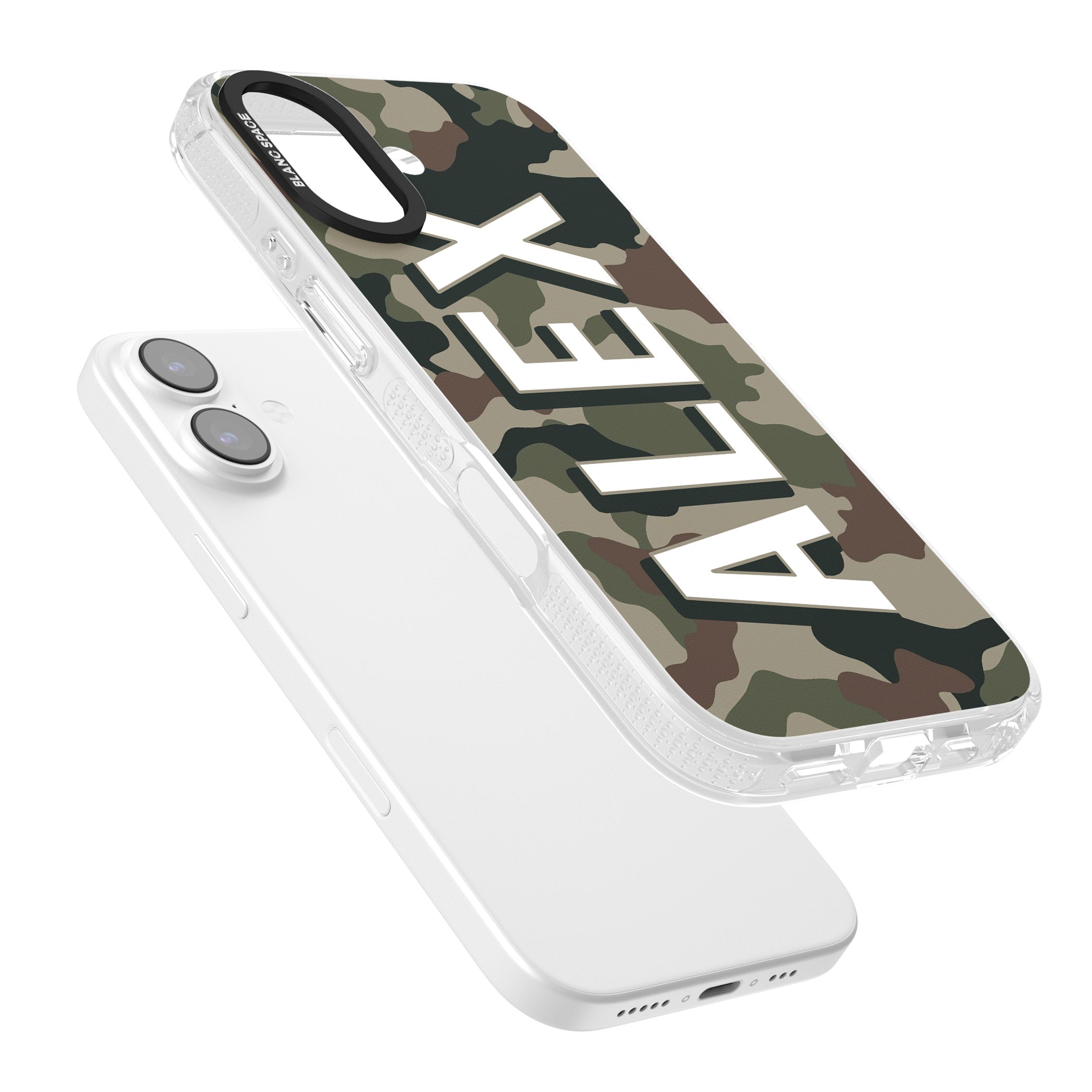 Personalised Classic Green Camo iPhone 17 Impact Air Clear Phone Case Colours