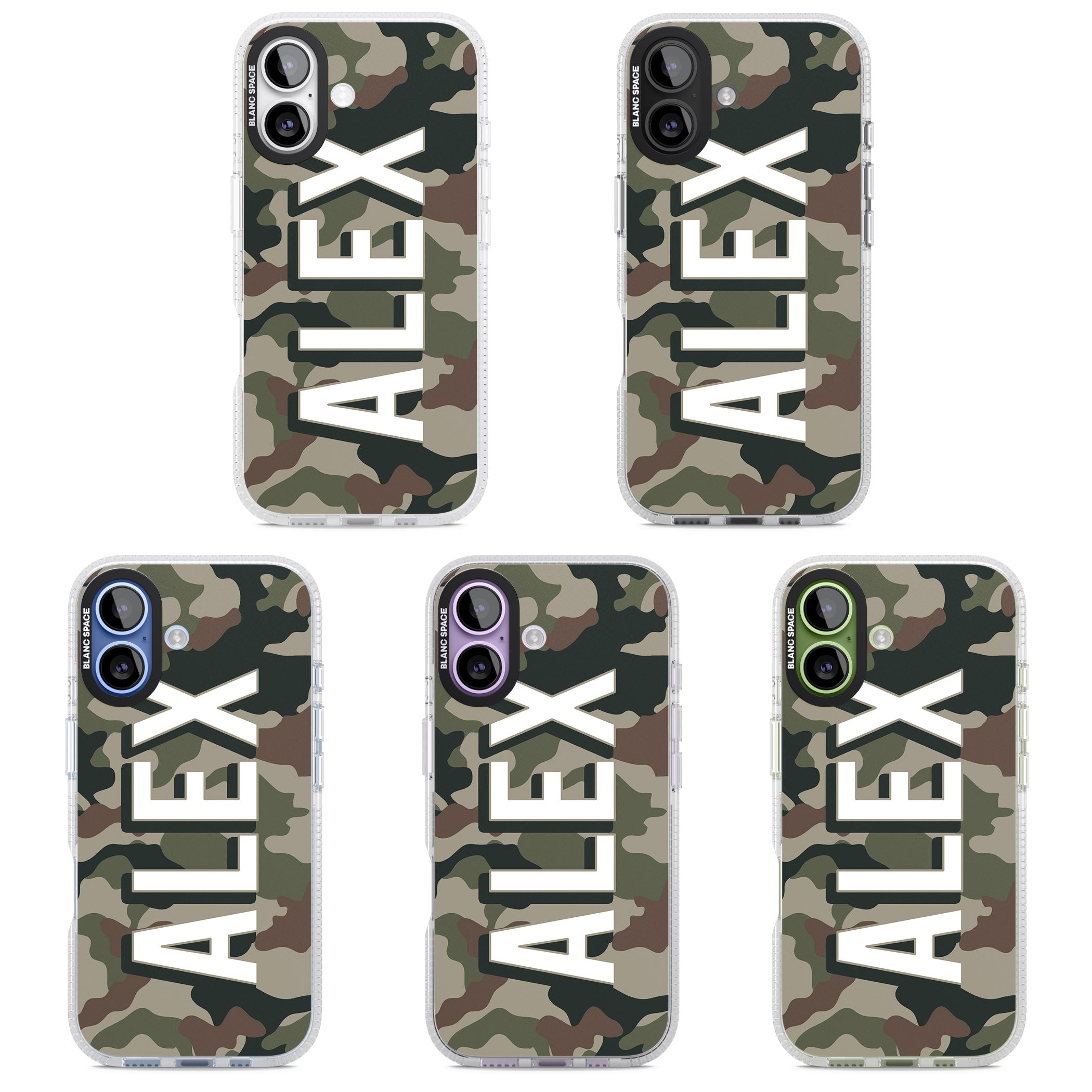 Personalised Classic Green Camo iPhone 17 Impact Air Clear Phone Case APT Impact Protection