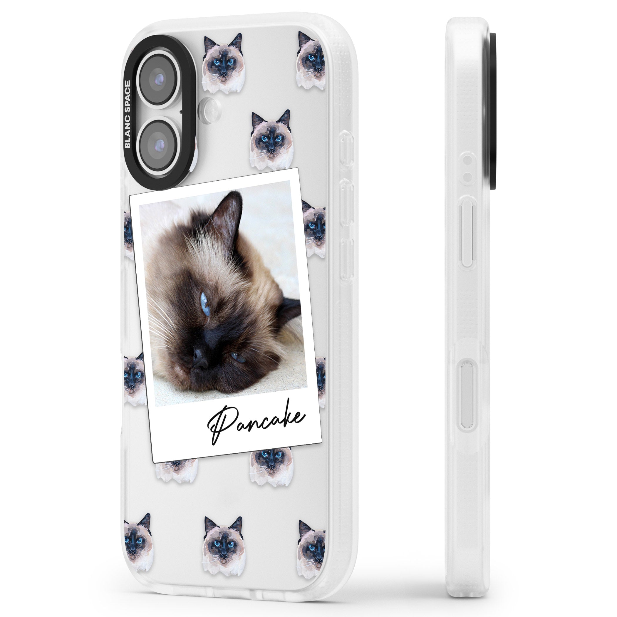 Personalised Burmese Cat Photo iPhone 17 Impact Air Clear Phone Case Side Profile