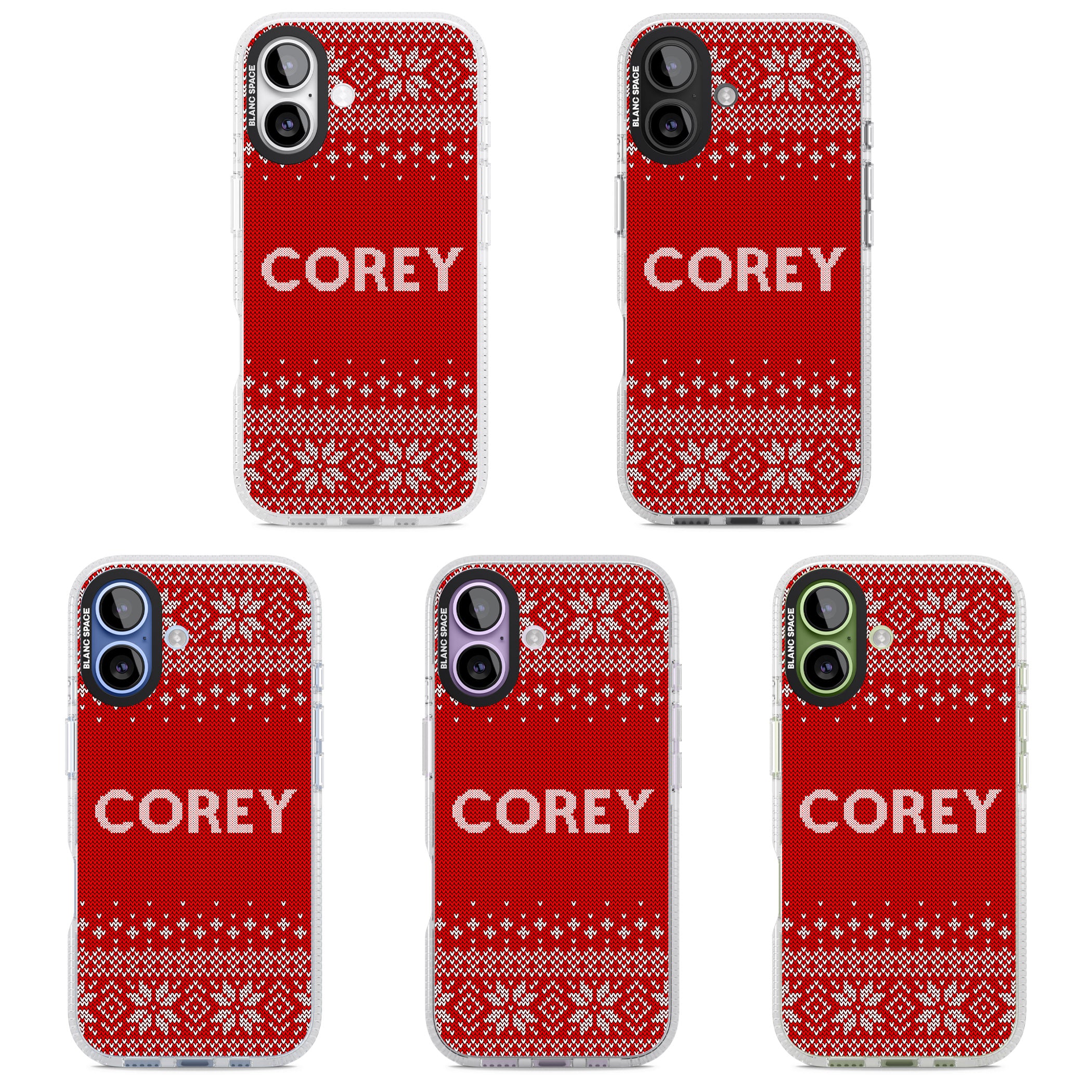 Personalised Red Christmas Knit iPhone 17 Impact Air Clear Phone Case APT Impact Protection