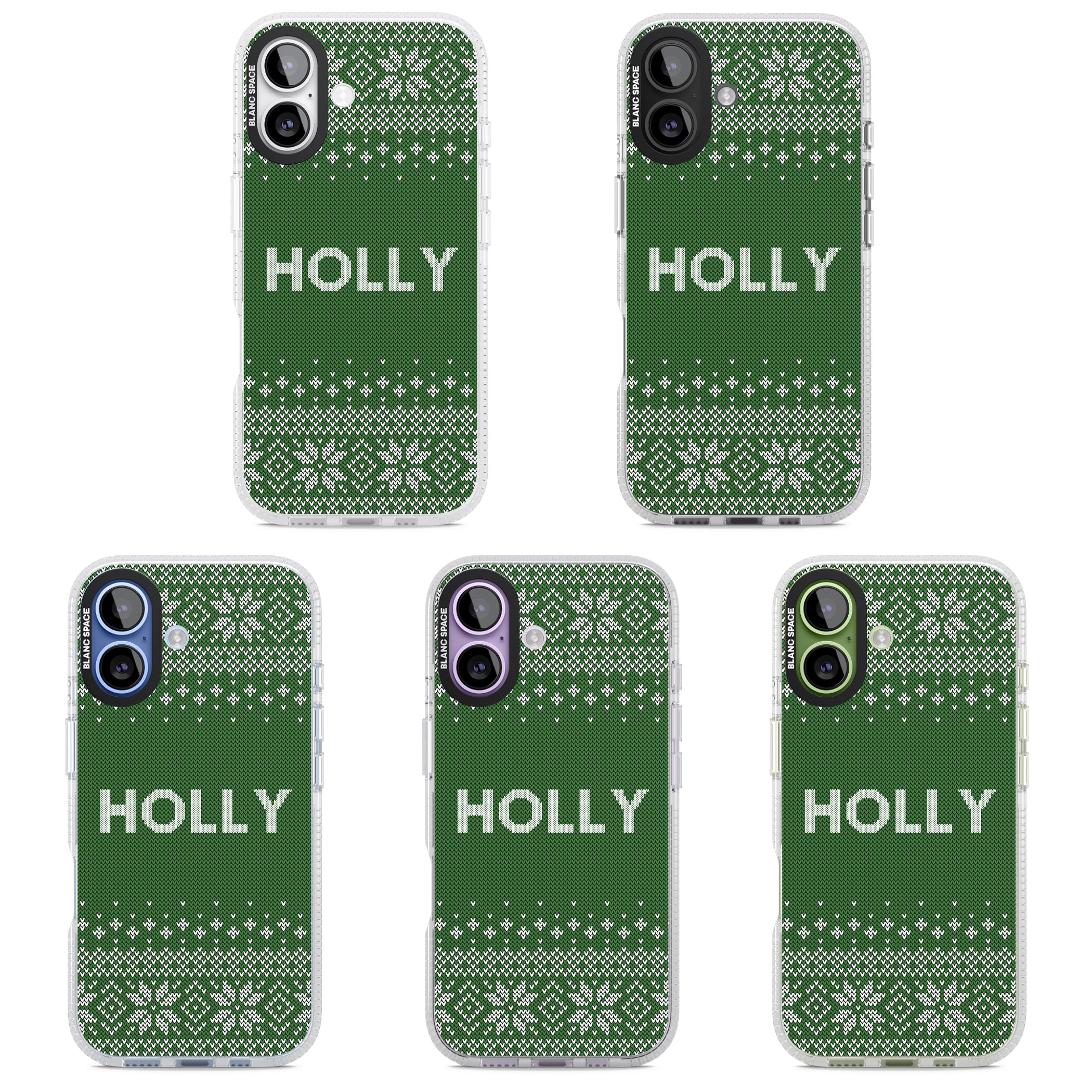 Personalised Green Christmas Knit iPhone 17 Impact Air Clear Phone Case APT Impact Protection