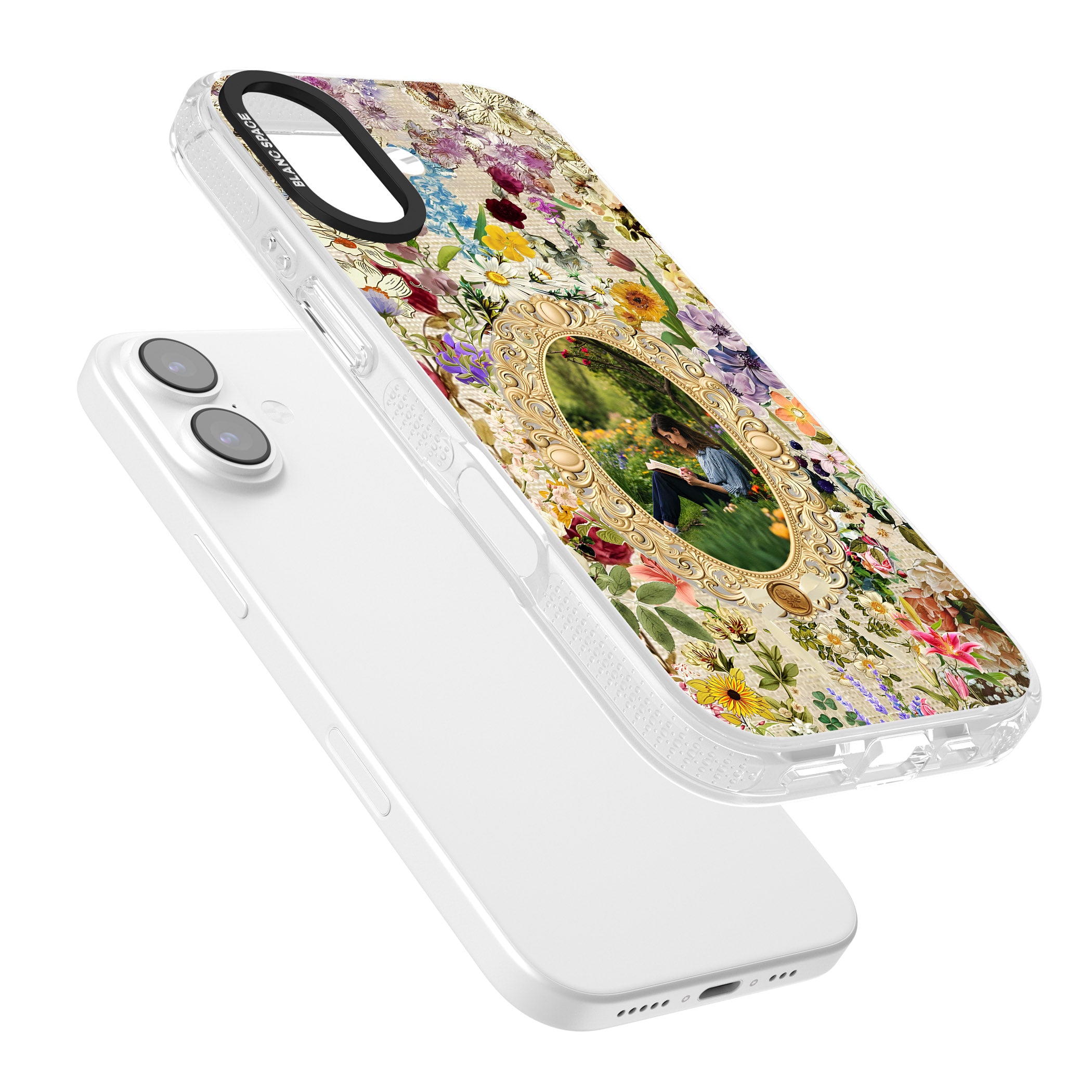 Personalised Vintage Wildflower Frame iPhone 17 Impact Air Clear Phone Case Colours