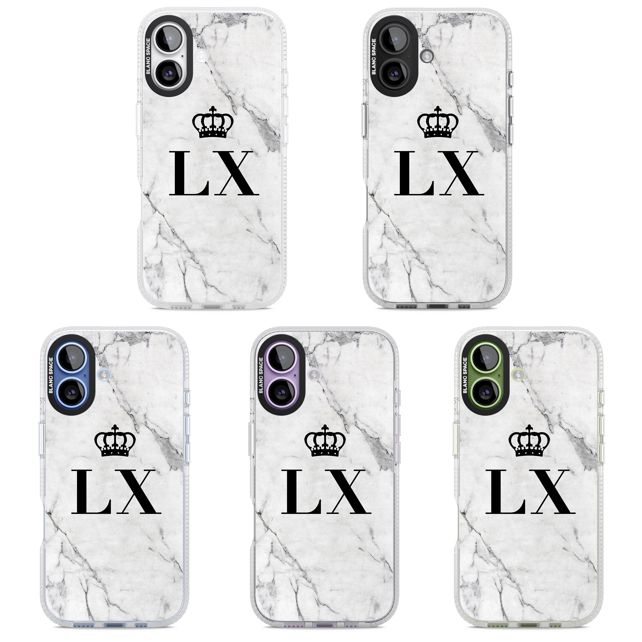 Personalised Initial Crown Marble iPhone 17 Impact Air Clear Phone Case APT Impact Protection
