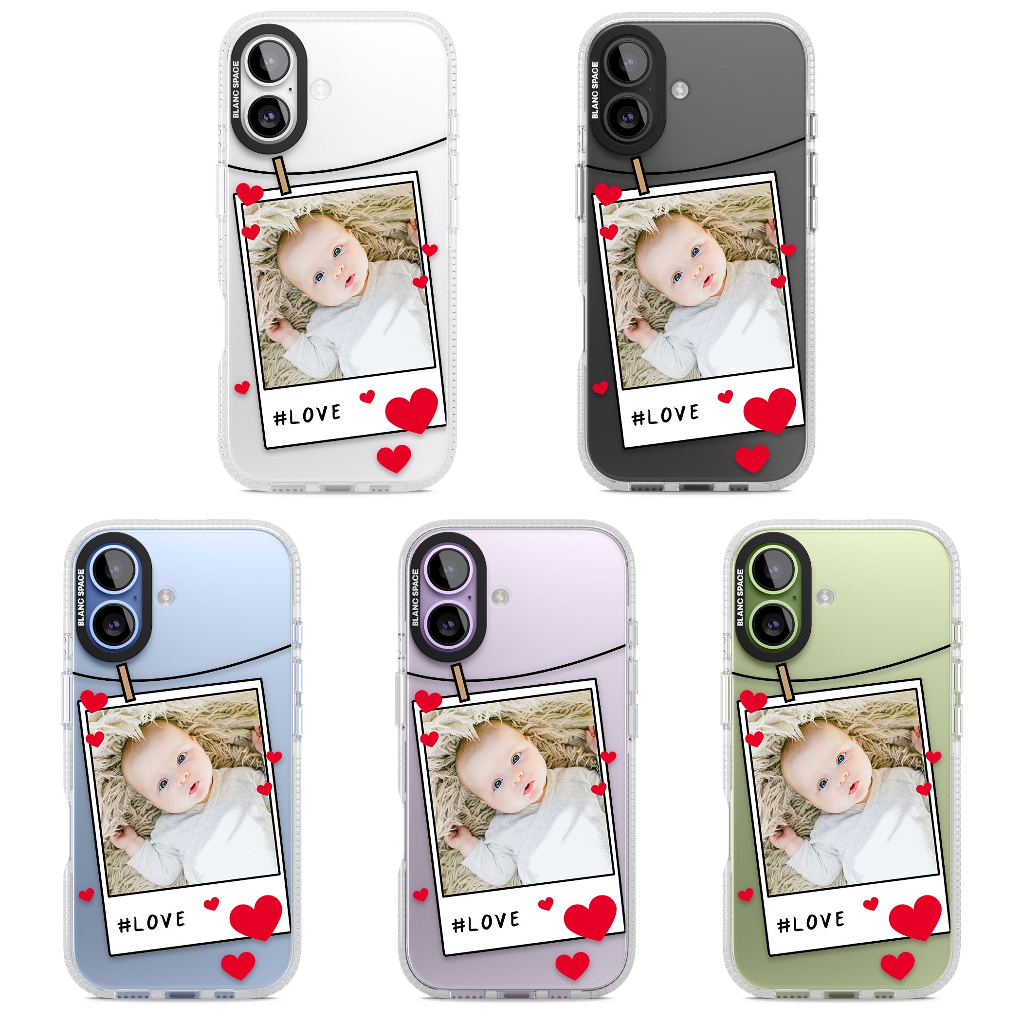 Personalised Paperclip & Hearts Instant Camera Photo iPhone 17 Impact Air Clear Phone Case APT Impact Protection