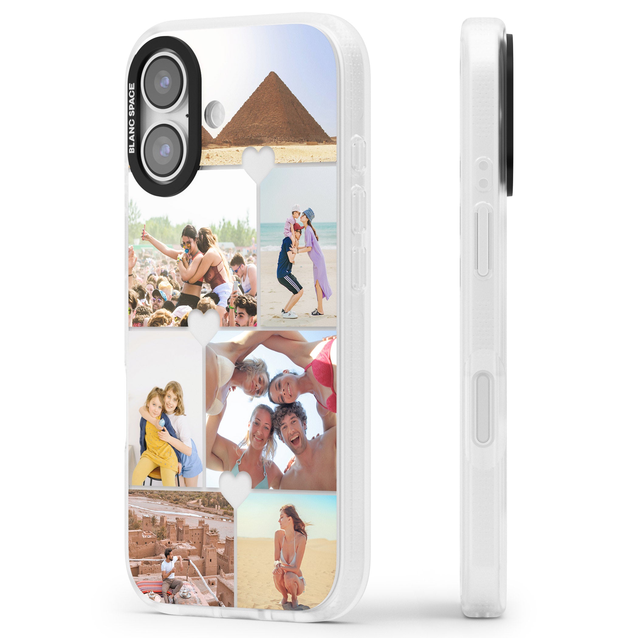 Personalised Heart Photo Grid iPhone 17 Impact Air Clear Phone Case Side Profile
