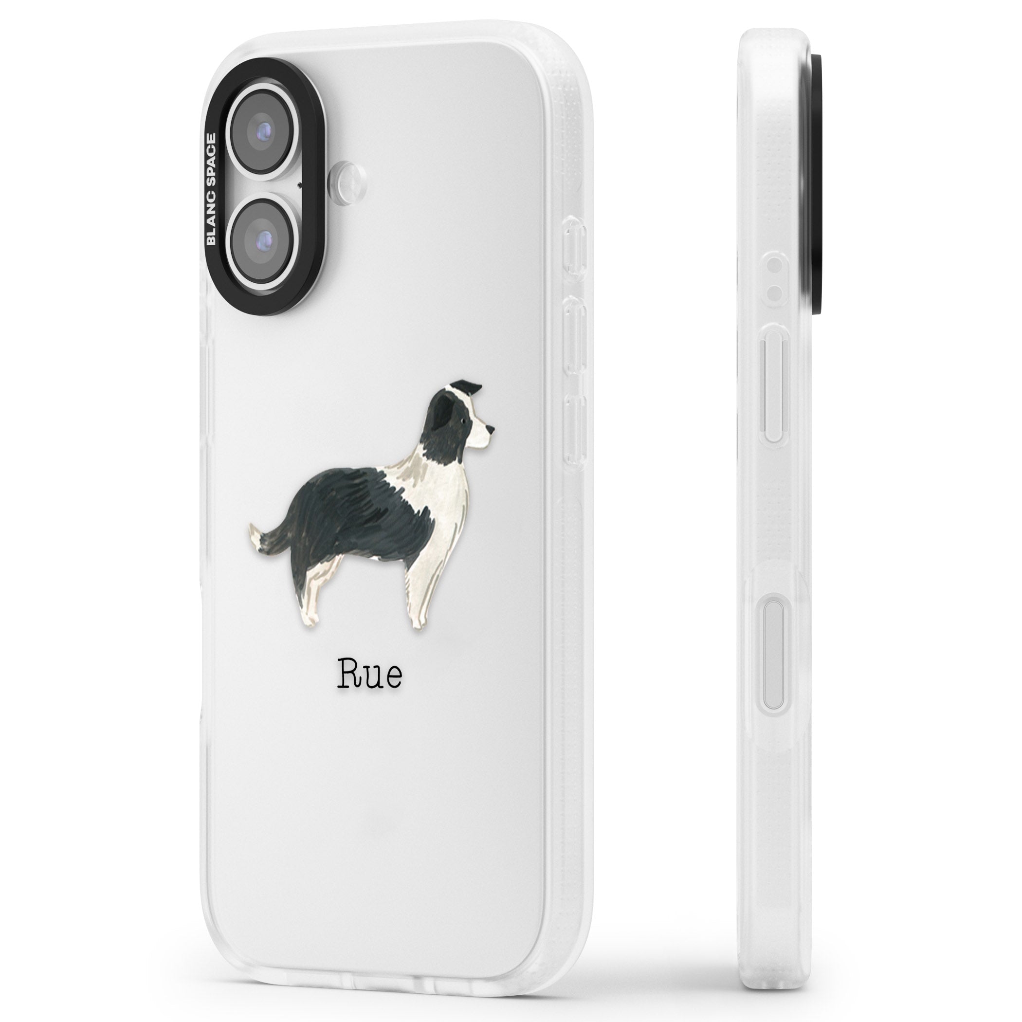 Personalised Border Collie iPhone 17 Impact Air Clear Phone Case Side Profile