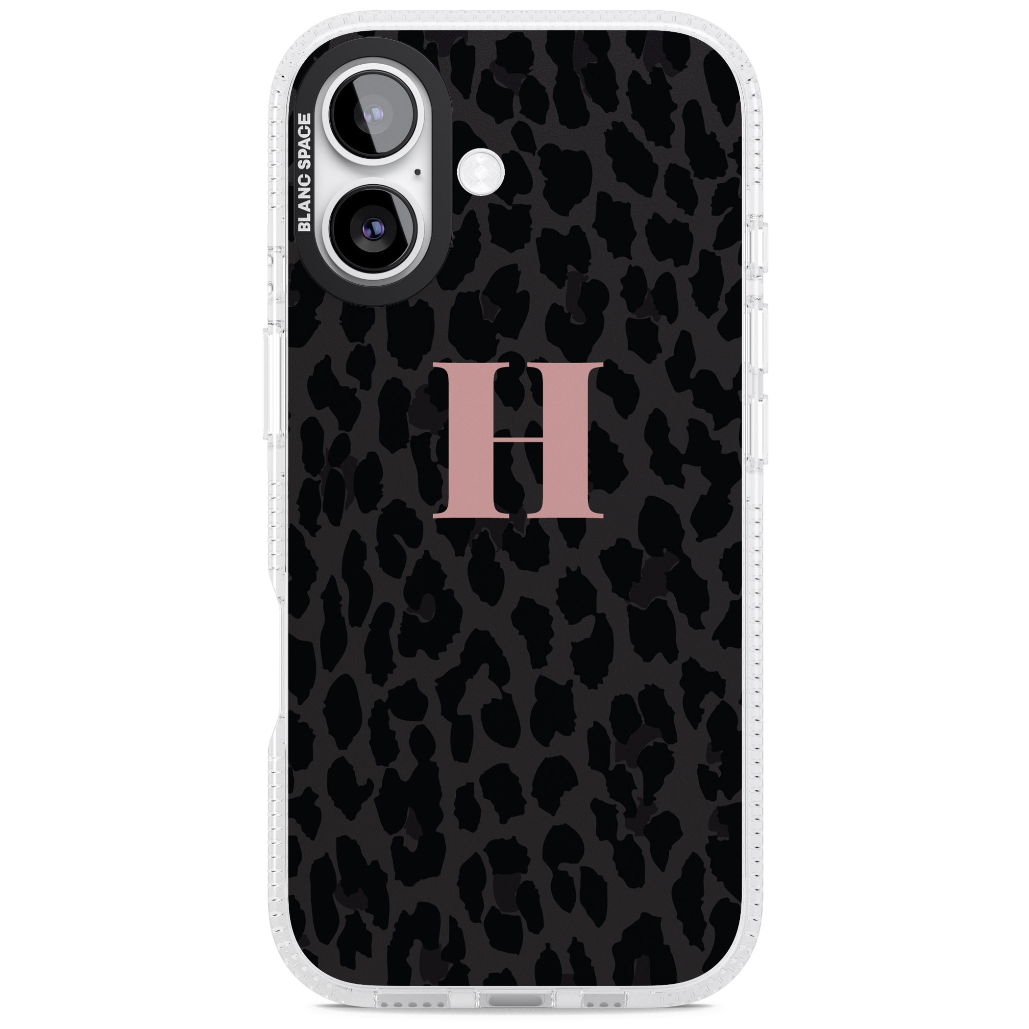 Personalised Pink Leopard Monogram iPhone 17 Impact Air Clear Phone Case