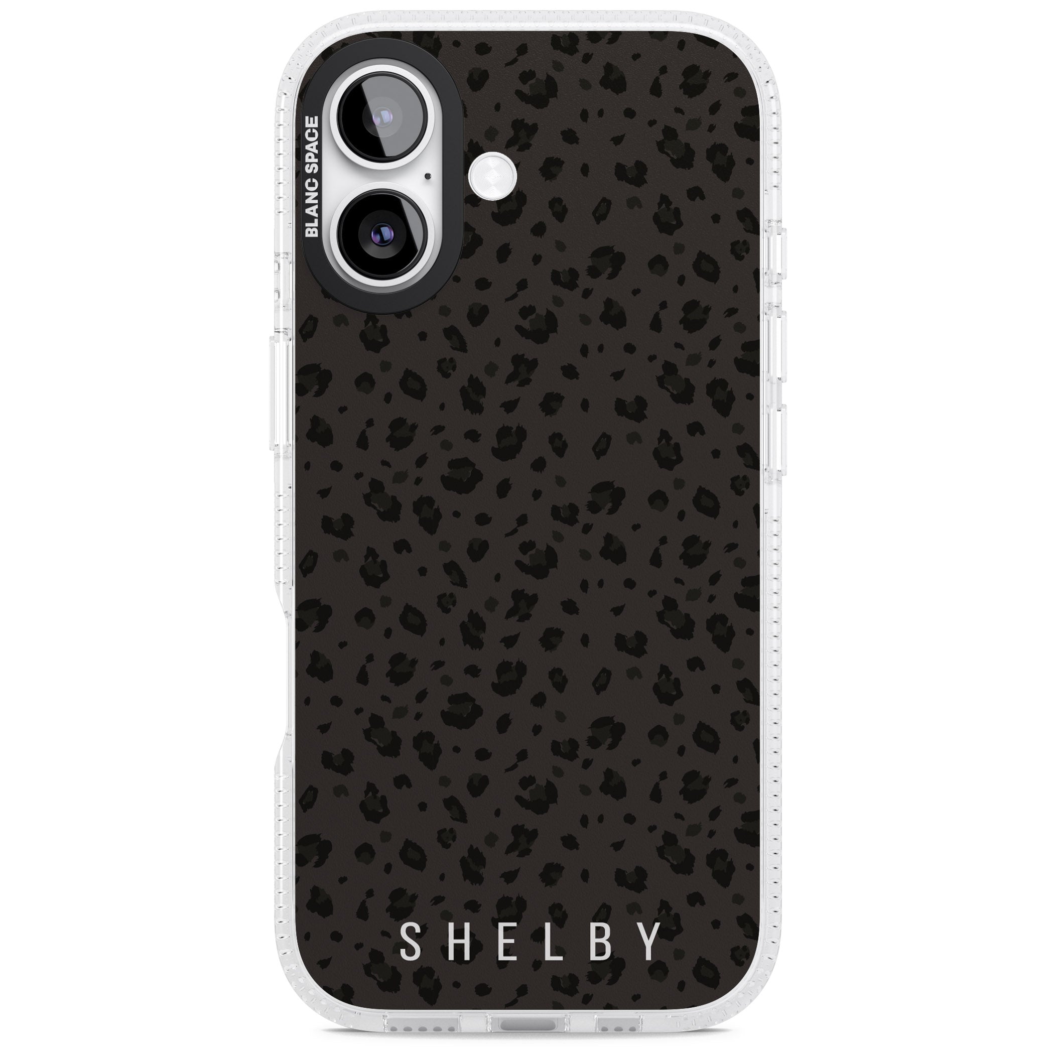 Personalised Dark Leopard Lettering iPhone 17 Impact Air Clear Phone Case