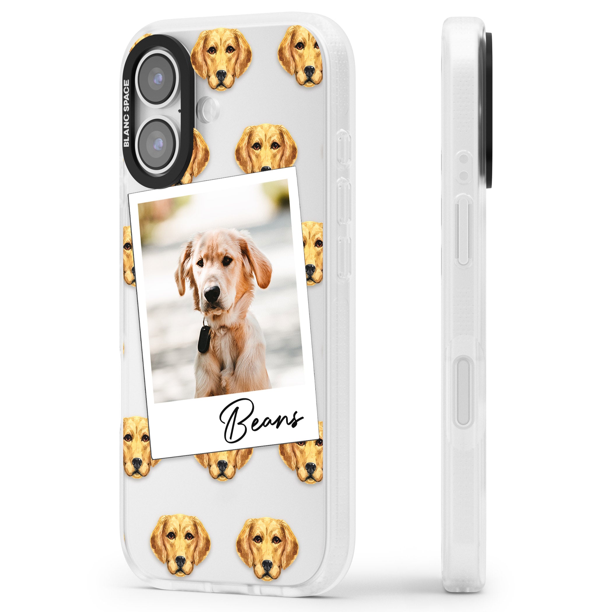 Personalised Labrador Instant Camera Photo iPhone 17 Impact Air Clear Phone Case Side Profile