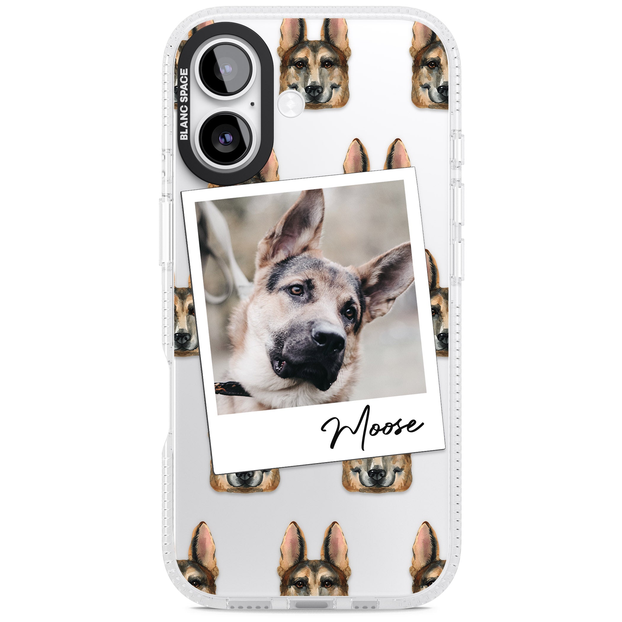 Personalised German Shepherd Instant Camera Photo iPhone 17 Impact Air Clear Phone Case