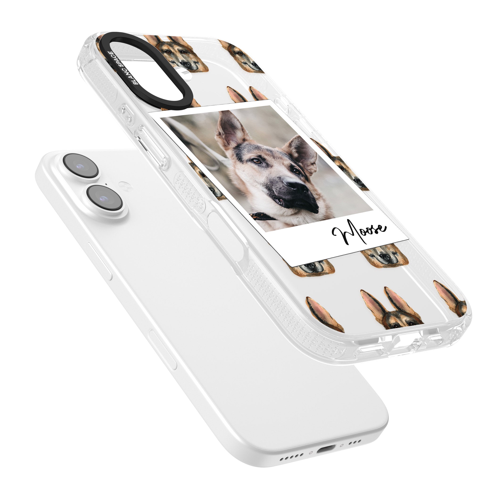 Personalised German Shepherd Instant Camera Photo iPhone 17 Impact Air Clear Phone Case Colours