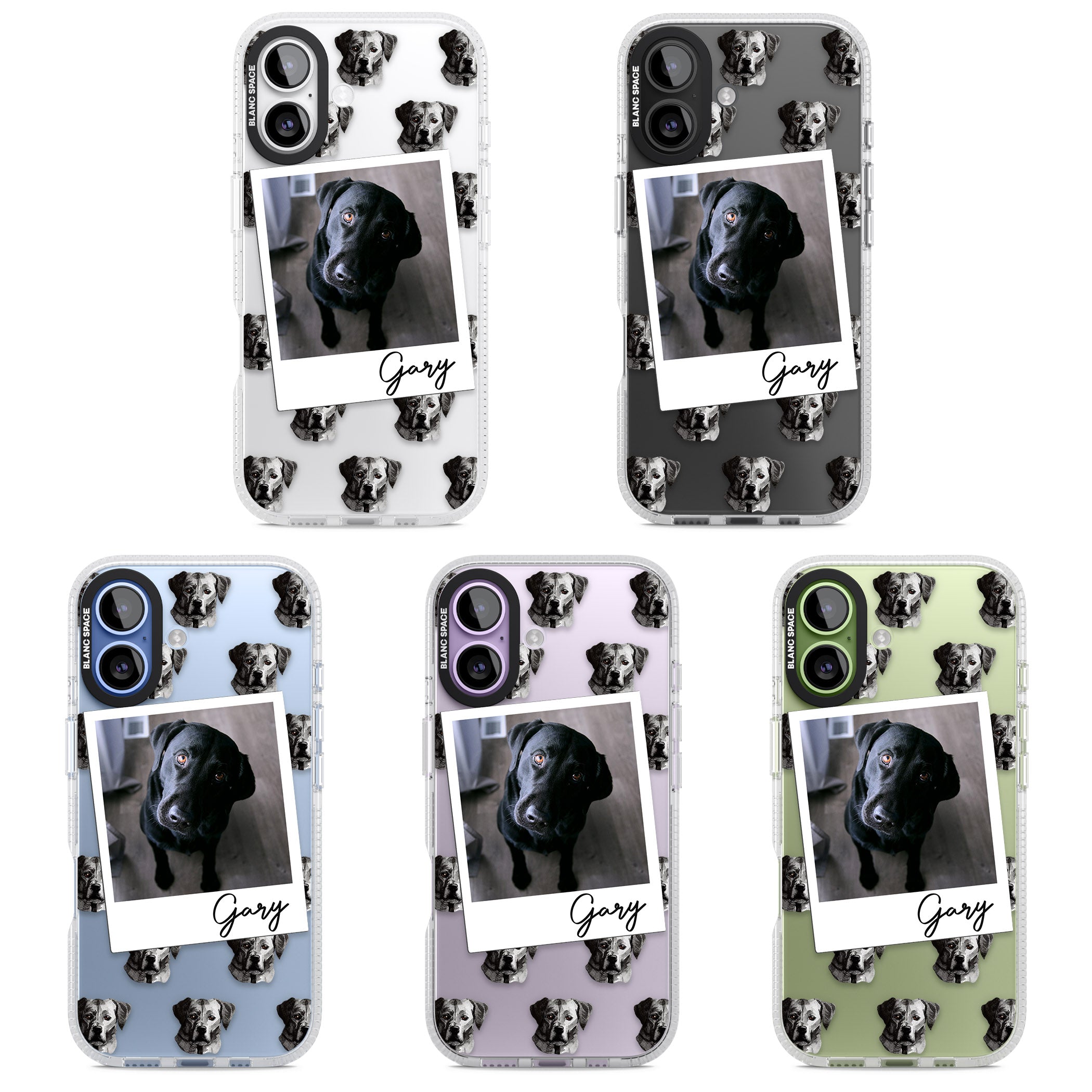 Personalised Black Labrador Instant Camera Photo iPhone 17 Impact Air Clear Phone Case APT Impact Protection