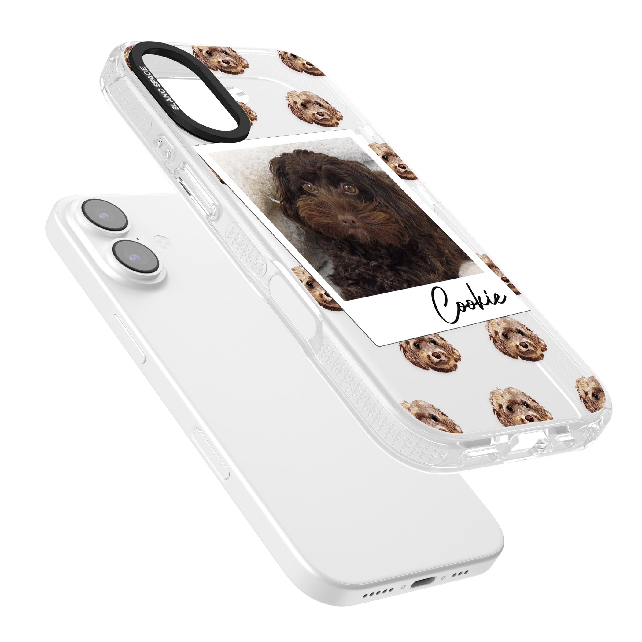 Personalised Brown Cockapoo Instant Camera Photo iPhone 17 Impact Air Clear Phone Case Colours