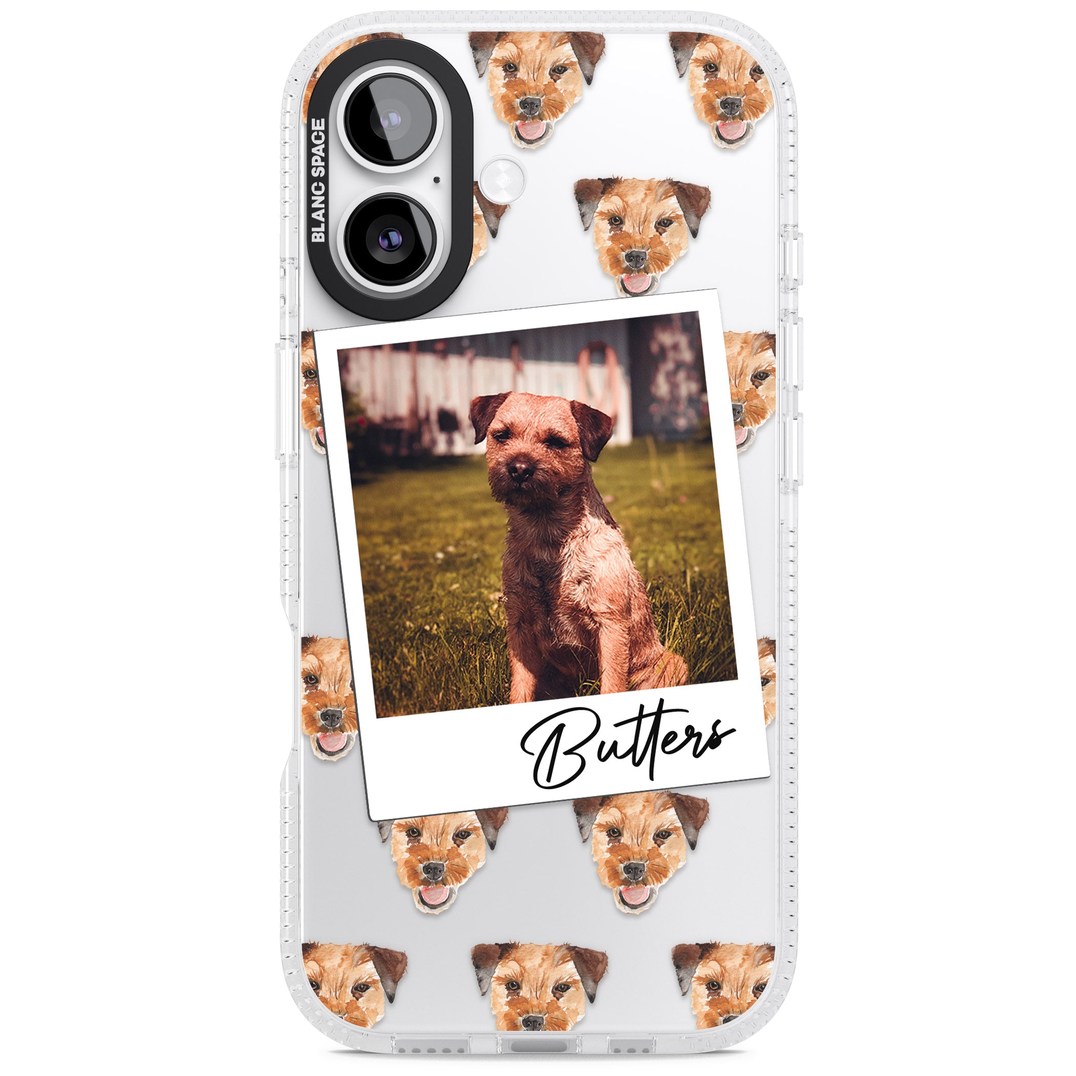 Personalised Border Terrier Instant Camera Photo iPhone 17 Impact Air Clear Phone Case