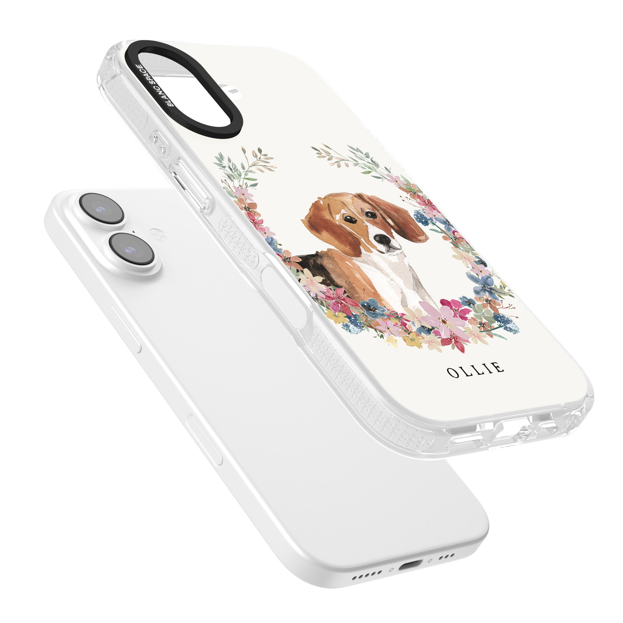 Personalised Beagle Floral Portrait iPhone 17 Impact Air Clear Phone Case Colours