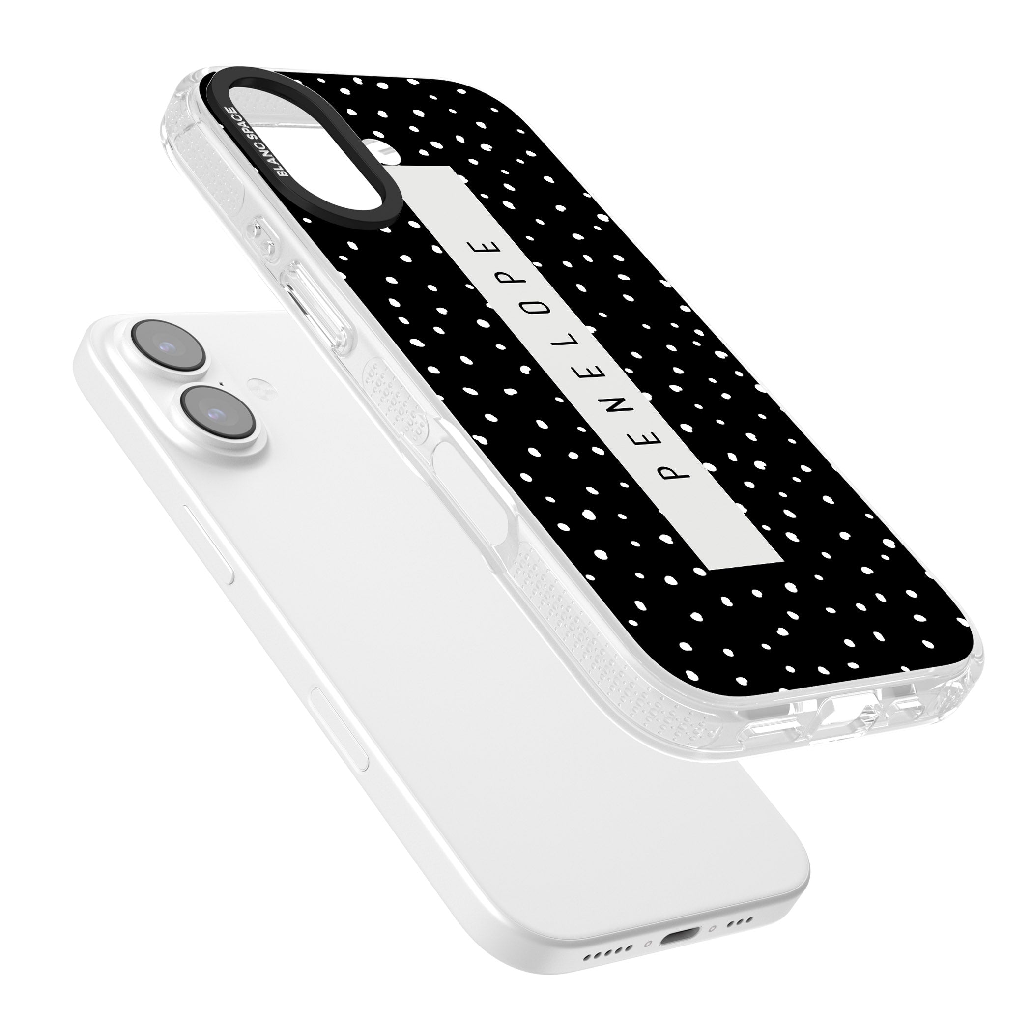 Personalised Black Dots iPhone 17 Impact Air Clear Phone Case Colours