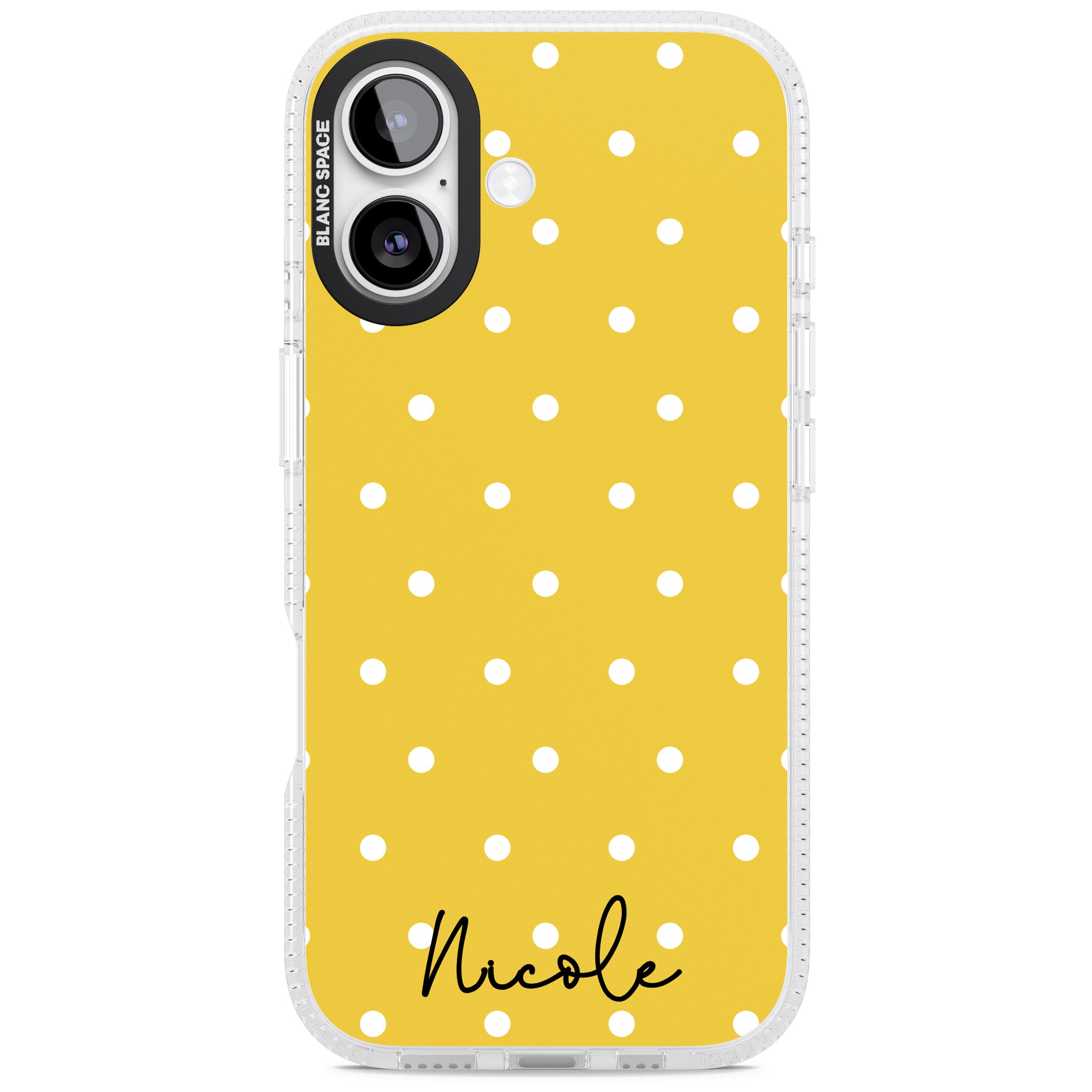 Personalised Yellow Polka Dot iPhone 17 Impact Air Clear Phone Case