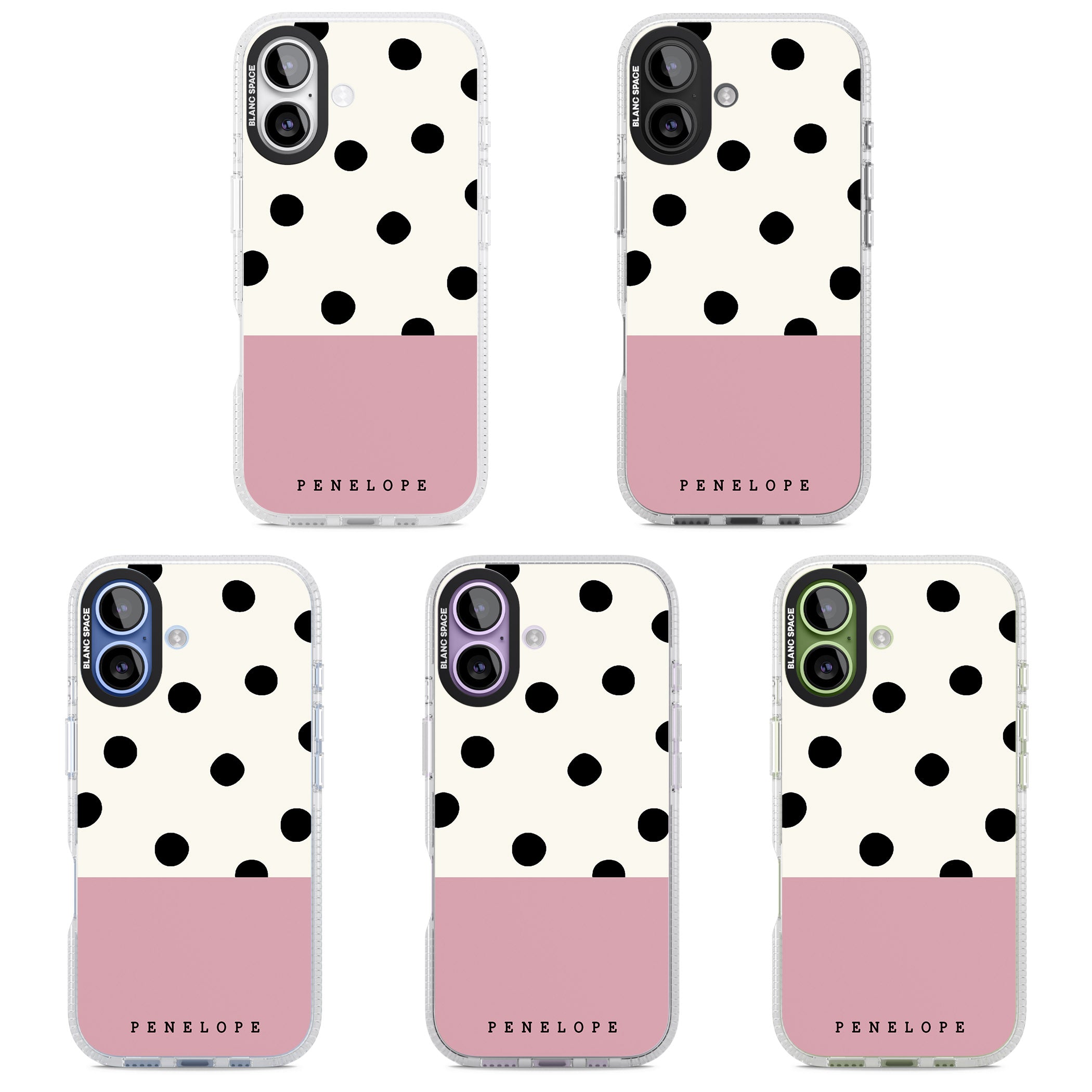 Personalised Pink Border Polka Dot iPhone 17 Impact Air Clear Phone Case APT Impact Protection