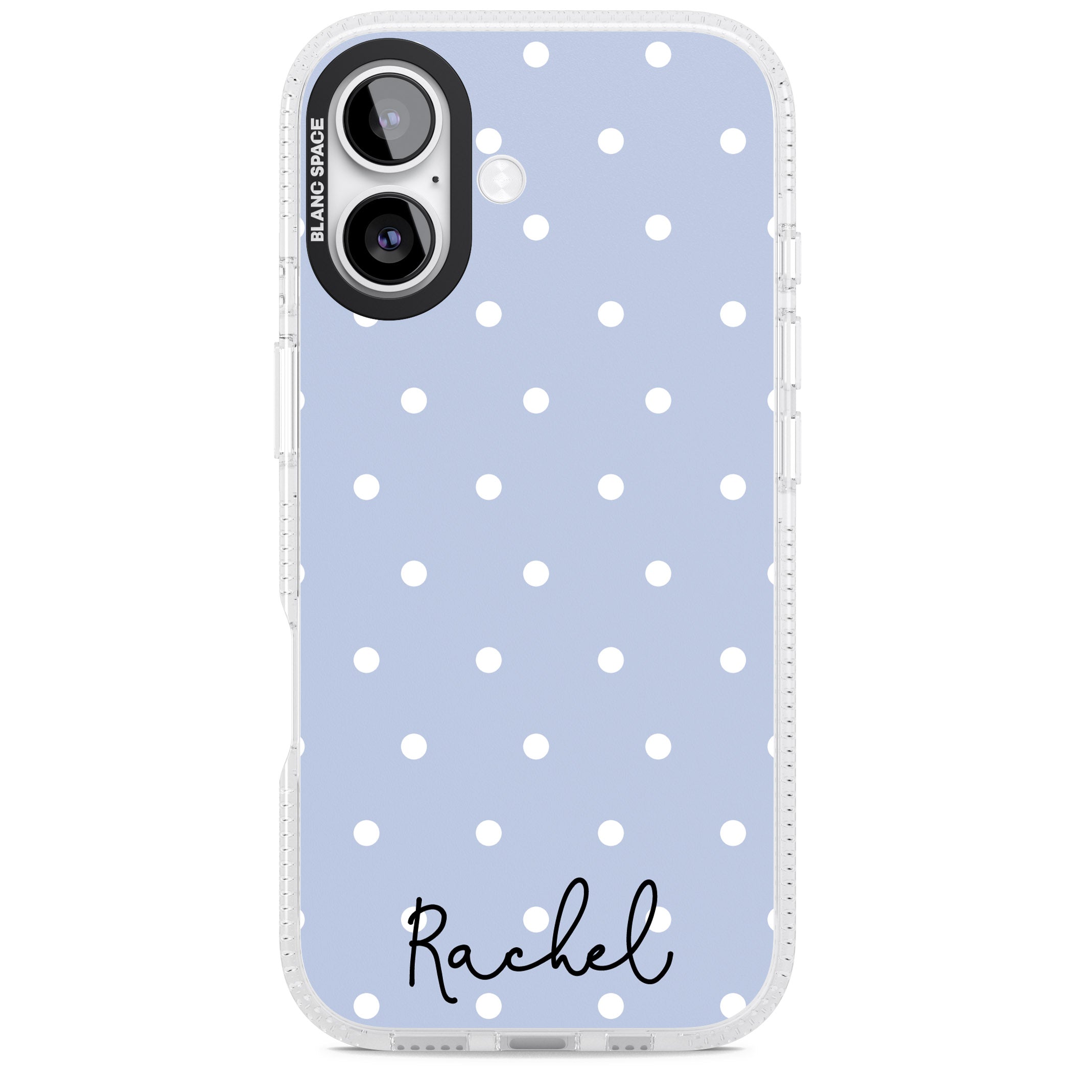 Personalised Simple Light Blue Dots iPhone 17 Impact Air Clear Phone Case