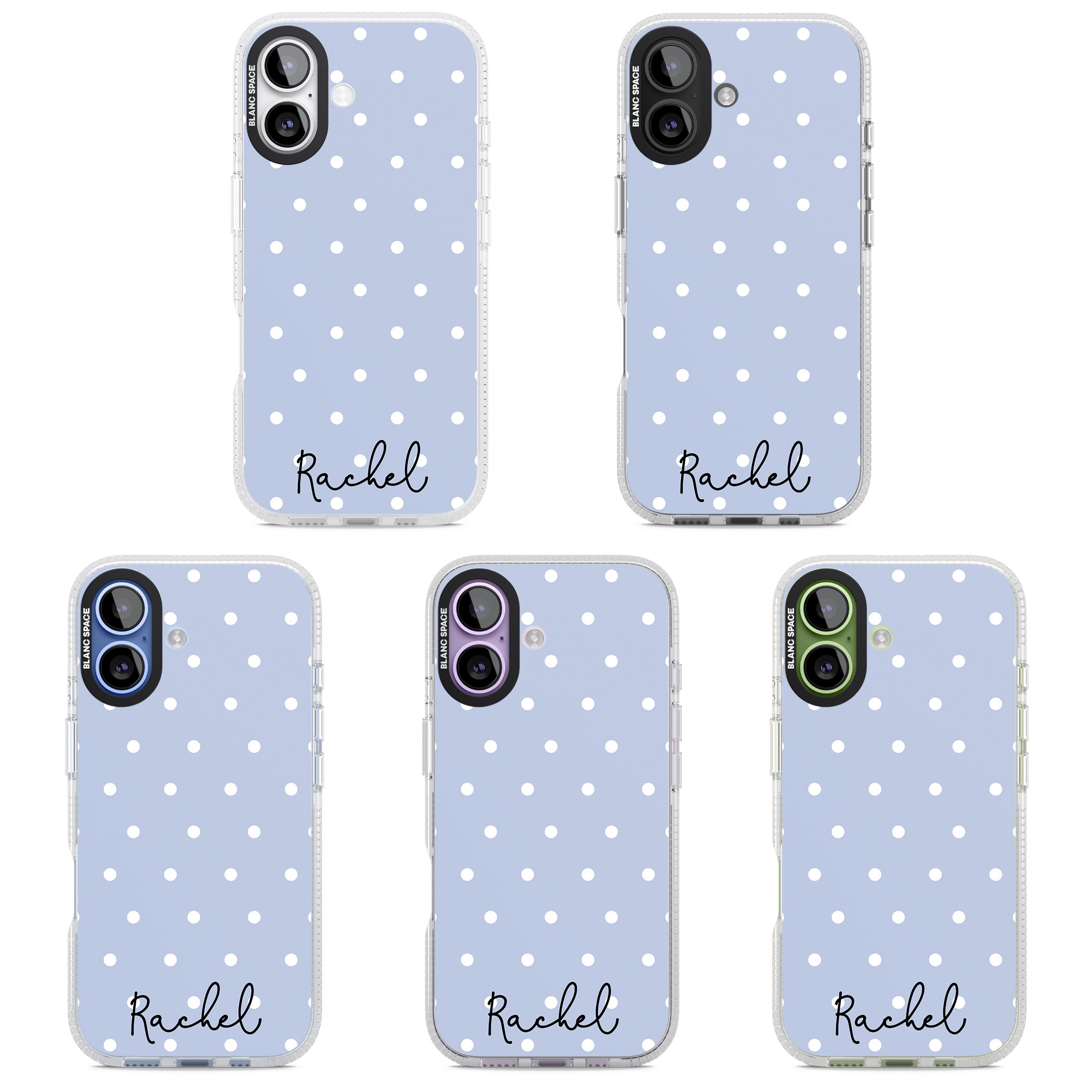 Personalised Simple Light Blue Dots iPhone 17 Impact Air Clear Phone Case APT Impact Protection