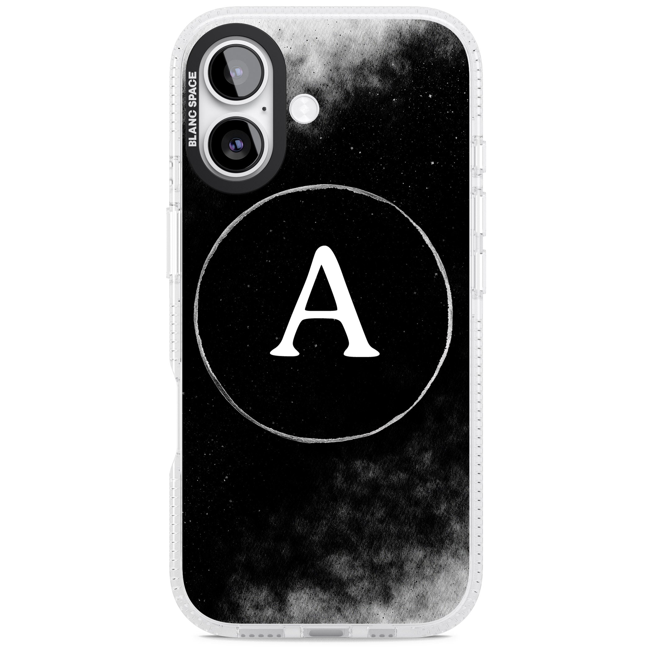Personalised Monochrome Cosmic Monogram iPhone 17 Impact Air Clear Phone Case