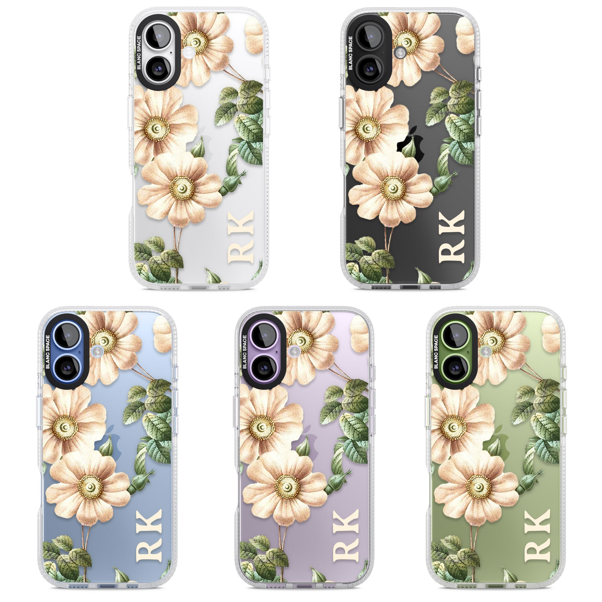 Personalised Vintage Floral Anemone iPhone 17 Impact Air Clear Phone Case APT Impact Protection
