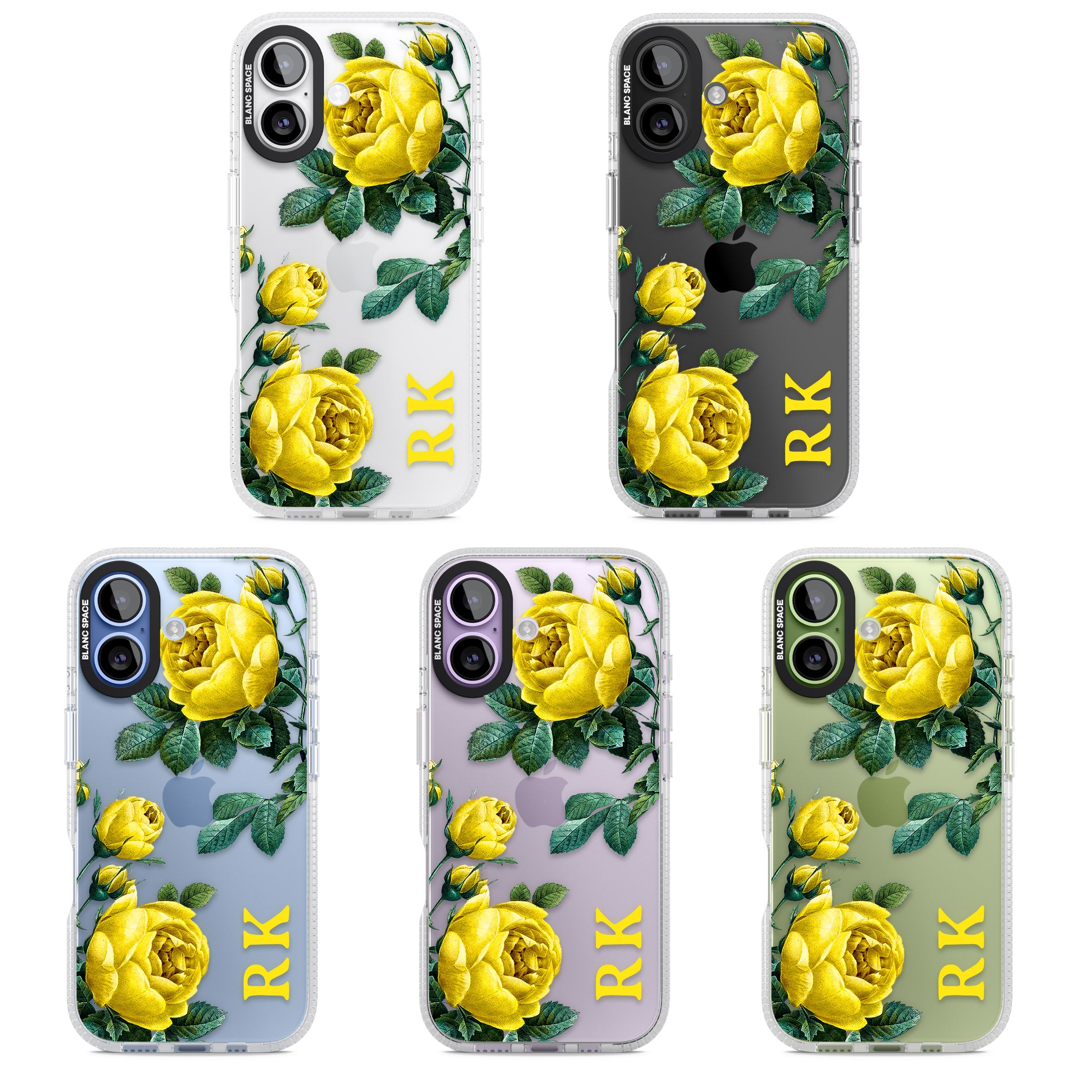 Personalised Vintage Floral Yellow Roses iPhone 17 Impact Air Clear Phone Case APT Impact Protection