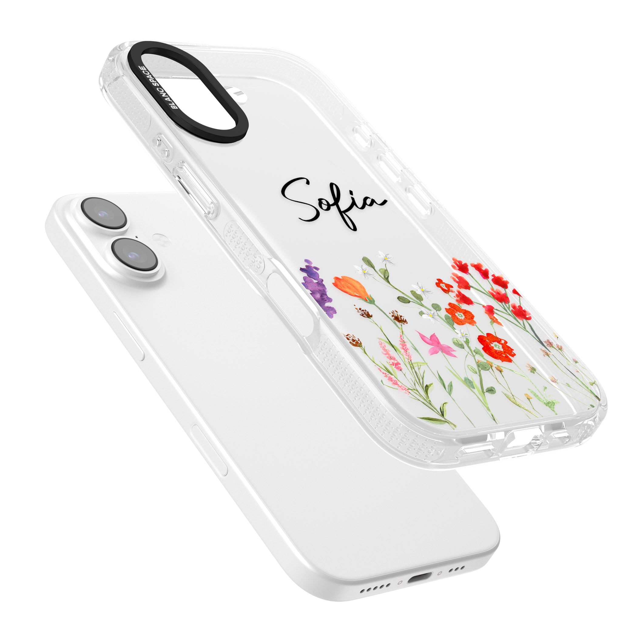 Personalised Spring Wildflowers iPhone 17 Impact Air Clear Phone Case Colours
